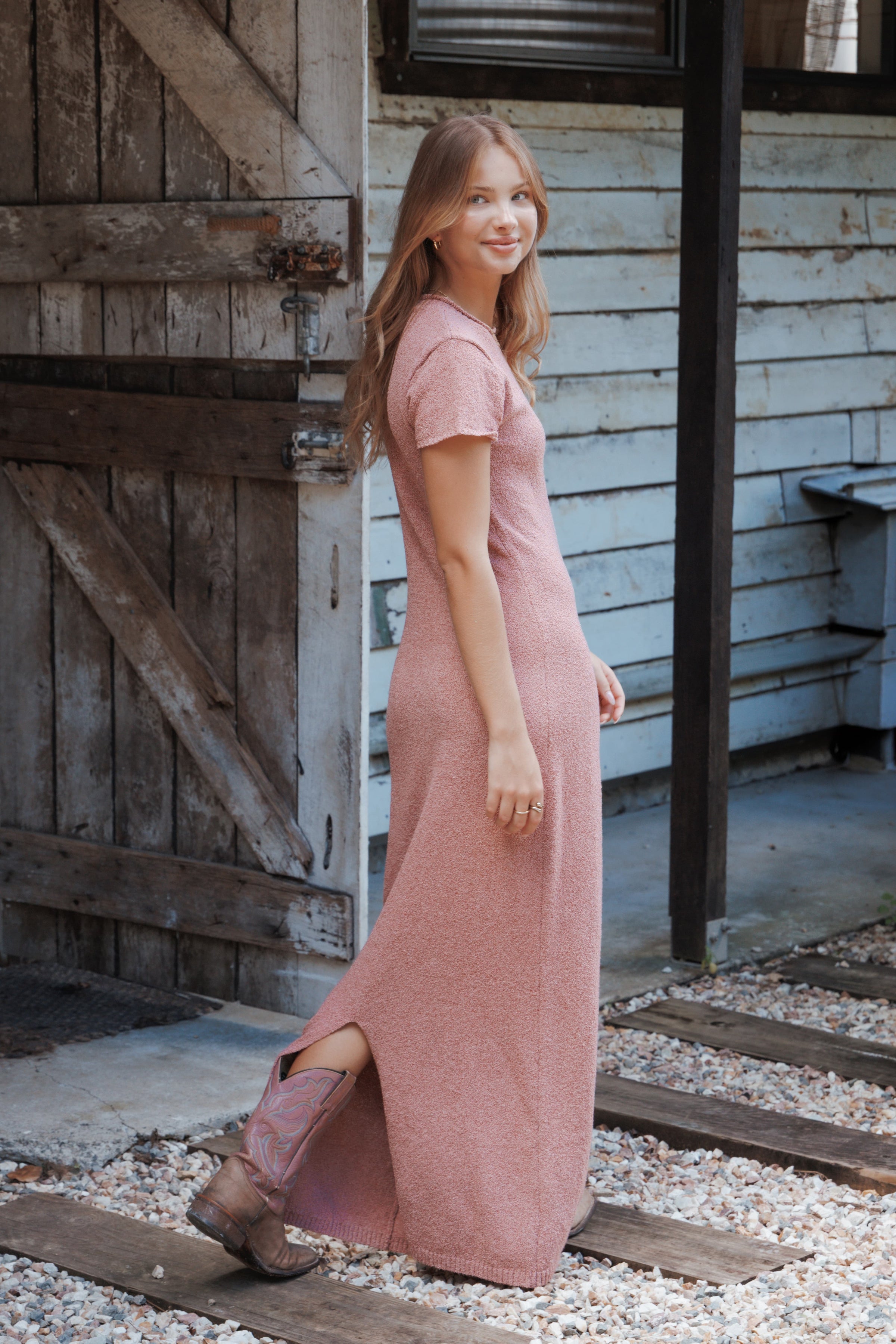 Petal and Pup USA DRESSES Lowell Knit Maxi Dress - Brick Red