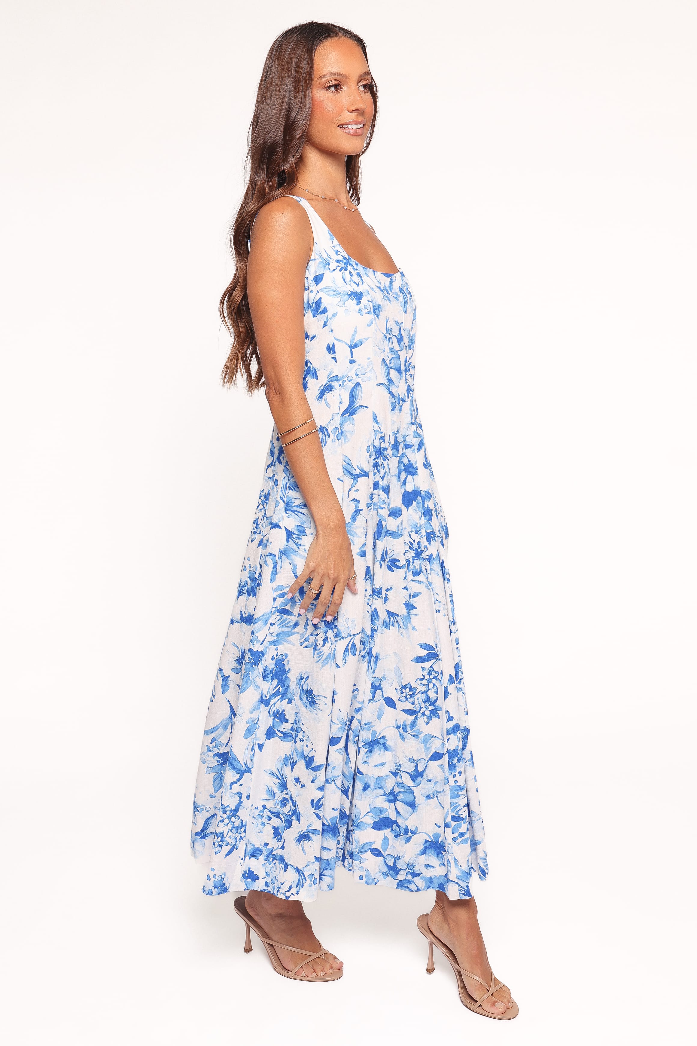 Petal and Pup USA DRESSES Lowen Midi Dress - Blue Floral (Hold for Amazon)