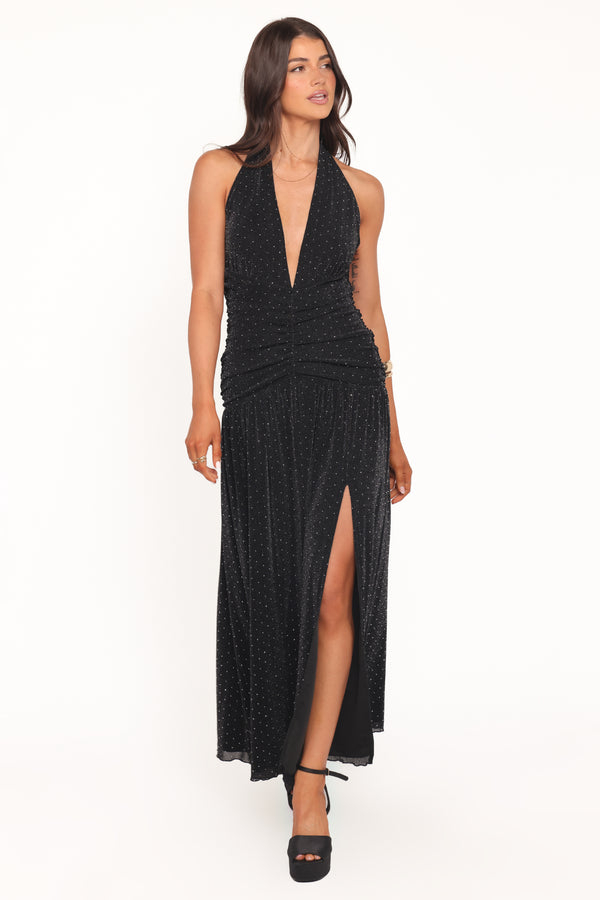 Petal and Pup USA DRESSES Lucas Halterneck Maxi Dress - Black