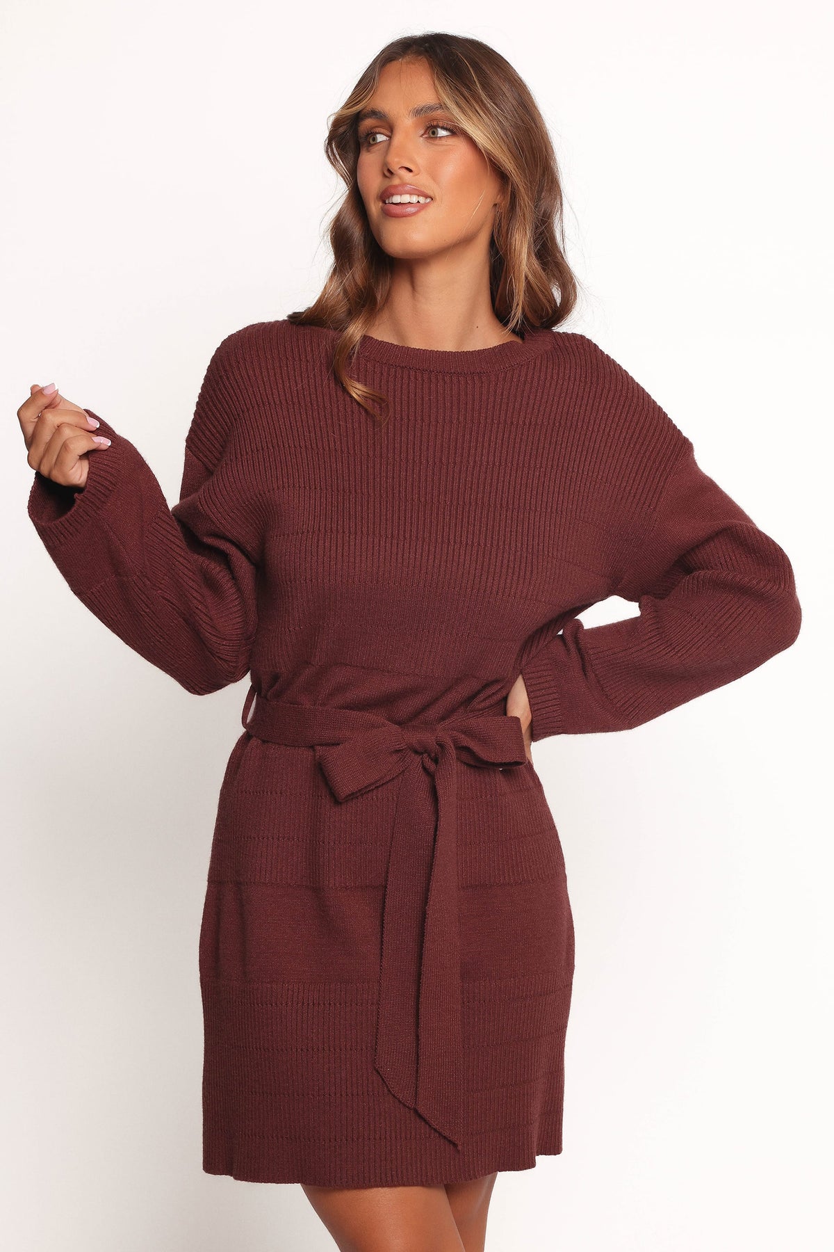 dark brown sweater dress Petal and Pup Women's Lucca Mini Sweater Dress