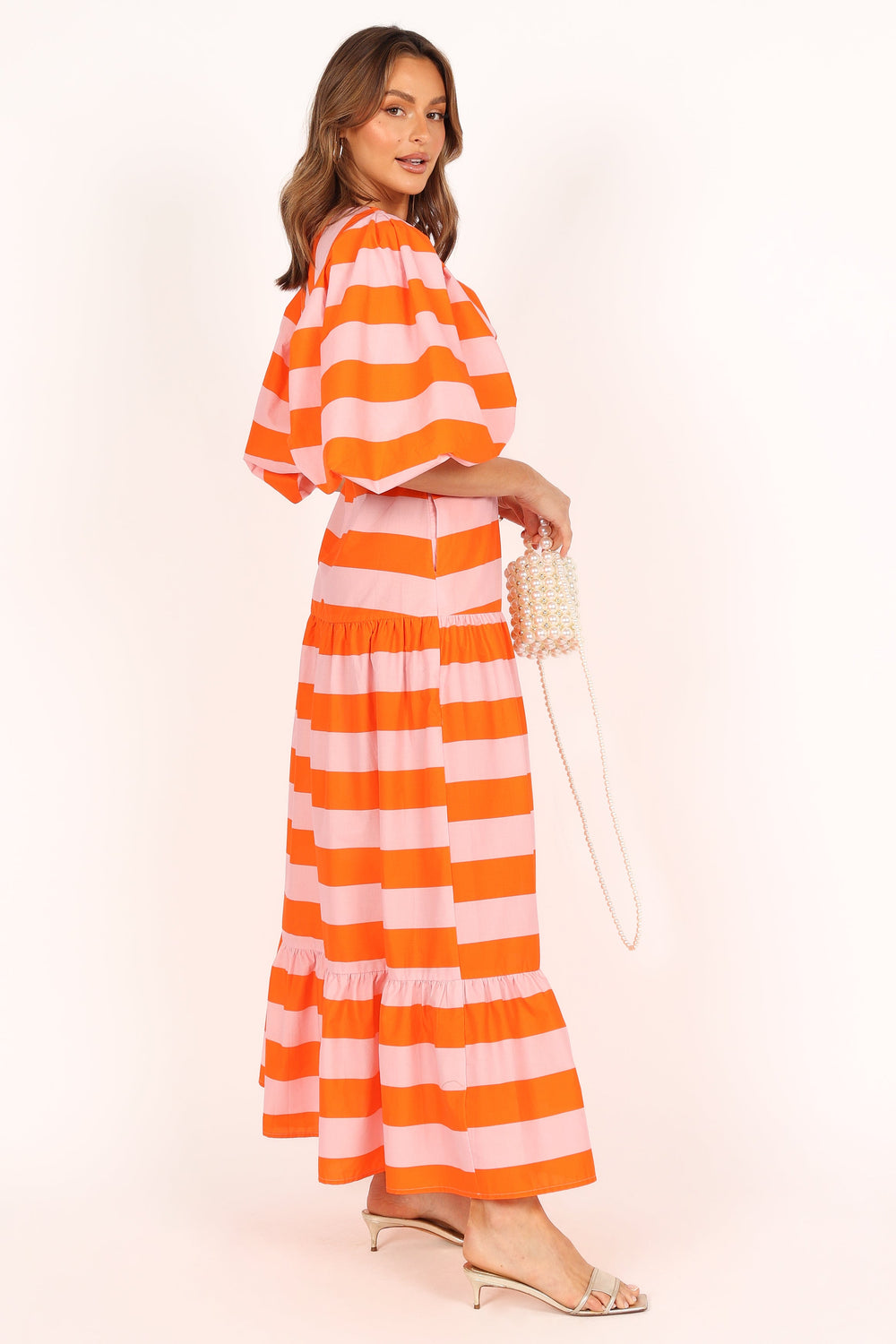 Petal and Pup USA DRESSES Lucia Puff Sleeve Maxi Dress - Pink Stripe