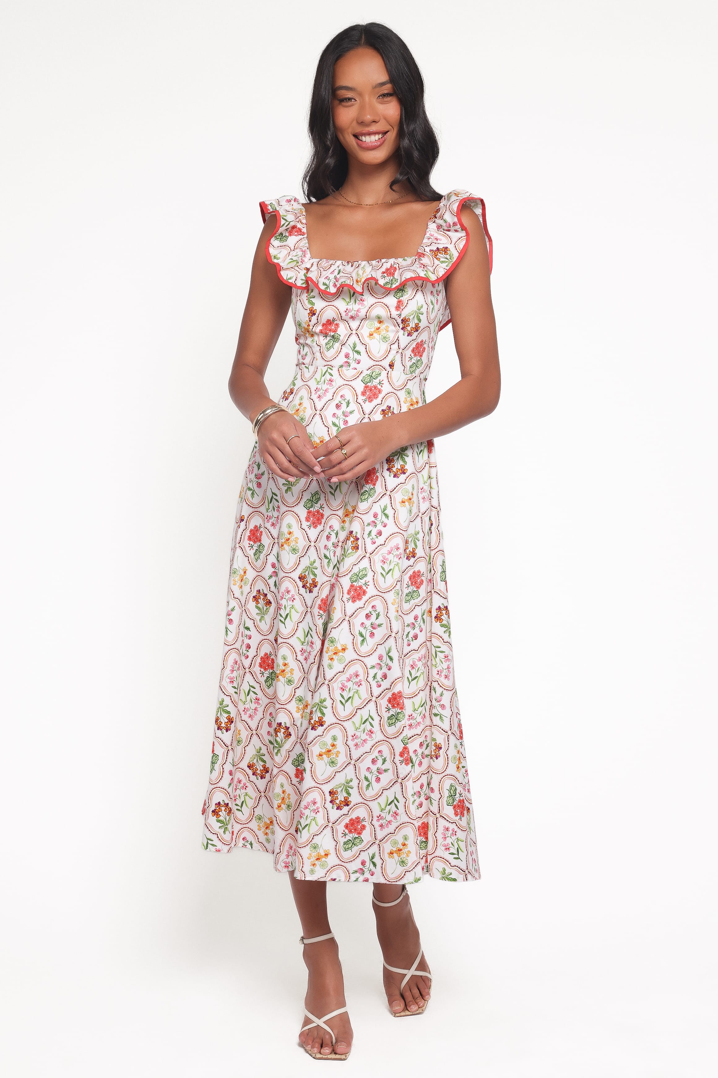 Petal and Pup USA DRESSES Lucille Maxi Dress - Coral Wildflower