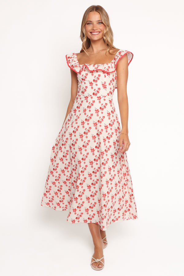 Petal and Pup USA DRESSES Lucille Maxi Dress - Red Floral