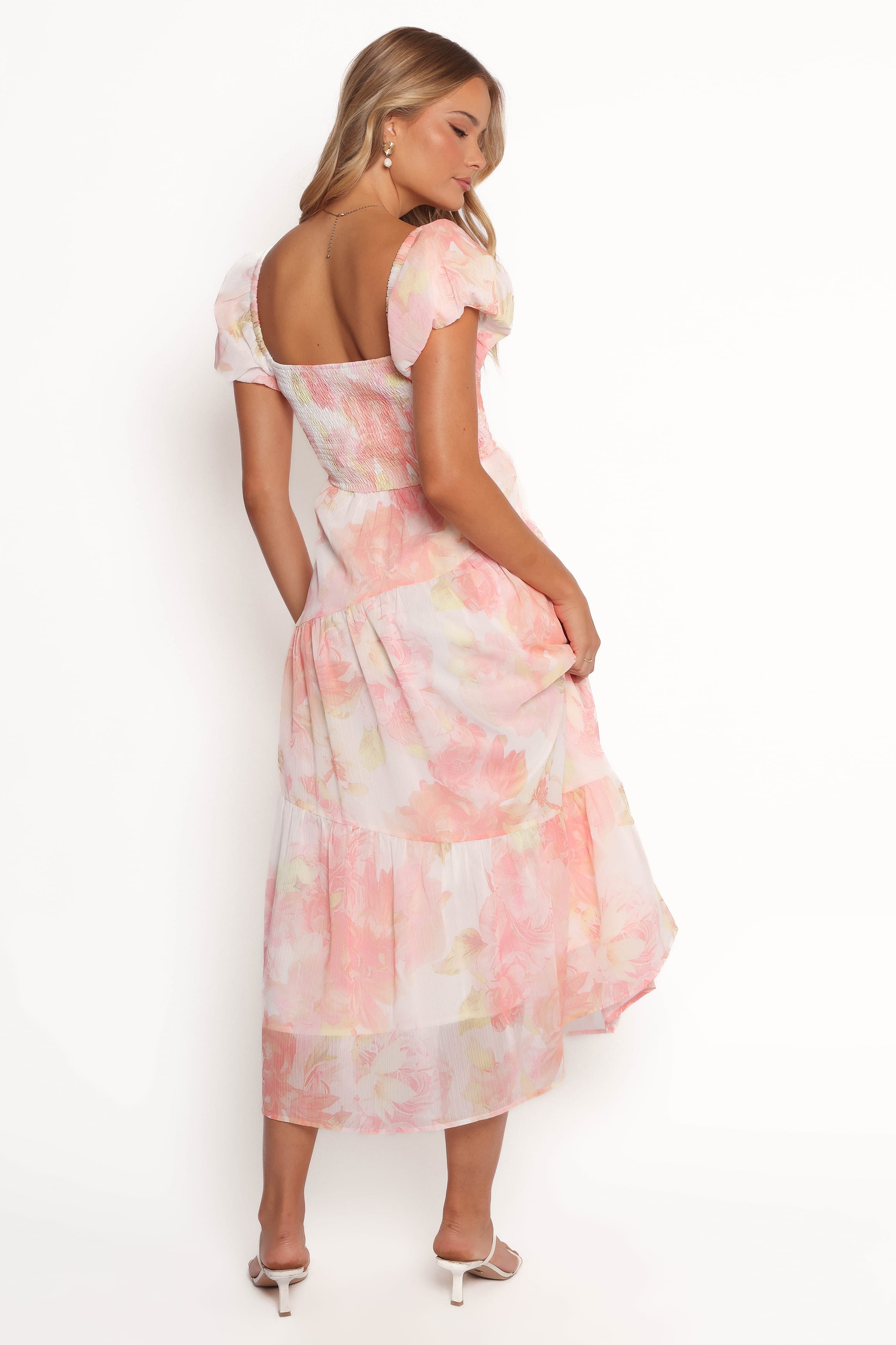 Petal and Pup USA DRESSES Lumis Midi Dress - Peach Floral (Hold for Rack)