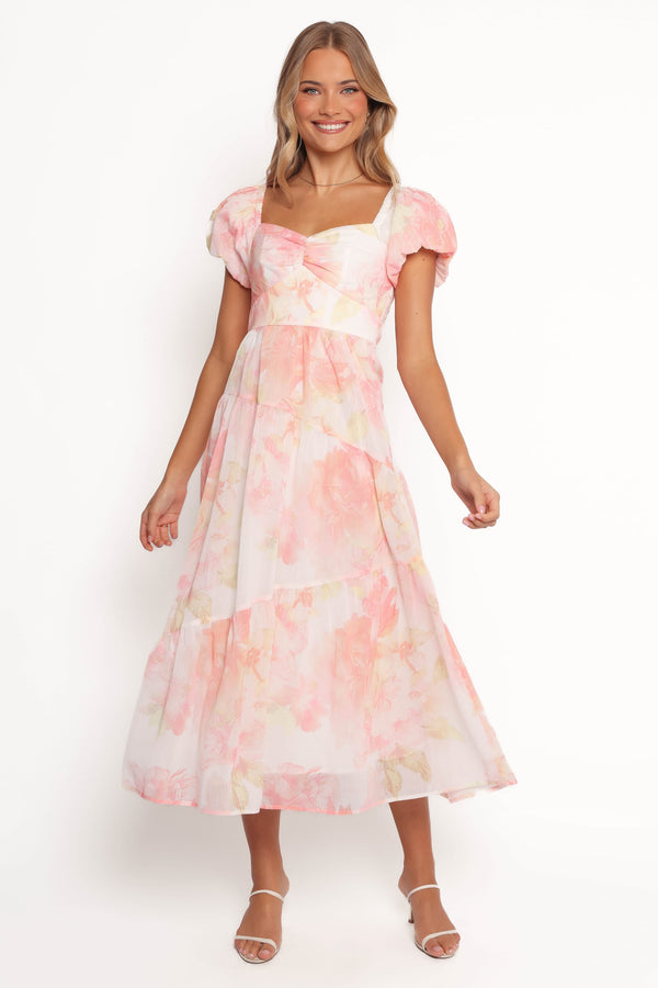 Petal and Pup USA DRESSES Lumis Midi Dress - Peach Floral (Hold for Rack)