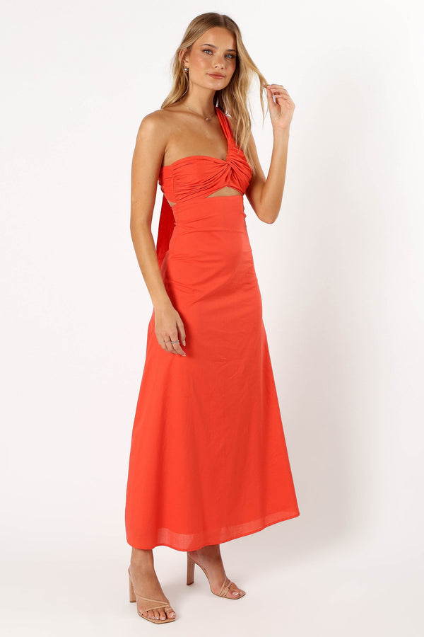 Petal and Pup USA DRESSES Luna One Shoulder Maxi Dress - Tangerine