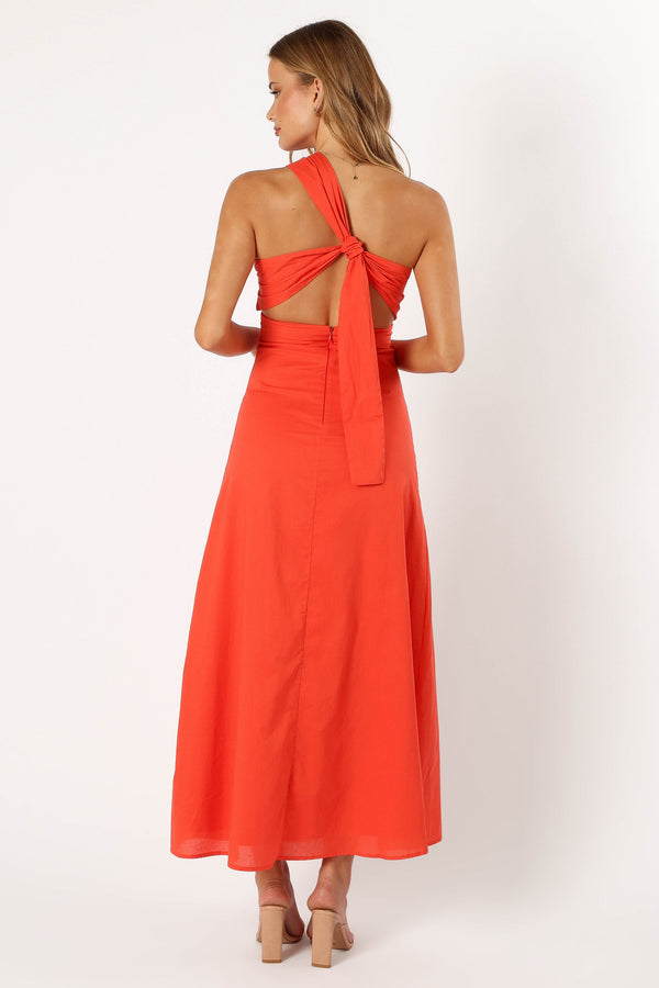 Petal and Pup USA DRESSES Luna One Shoulder Maxi Dress - Tangerine