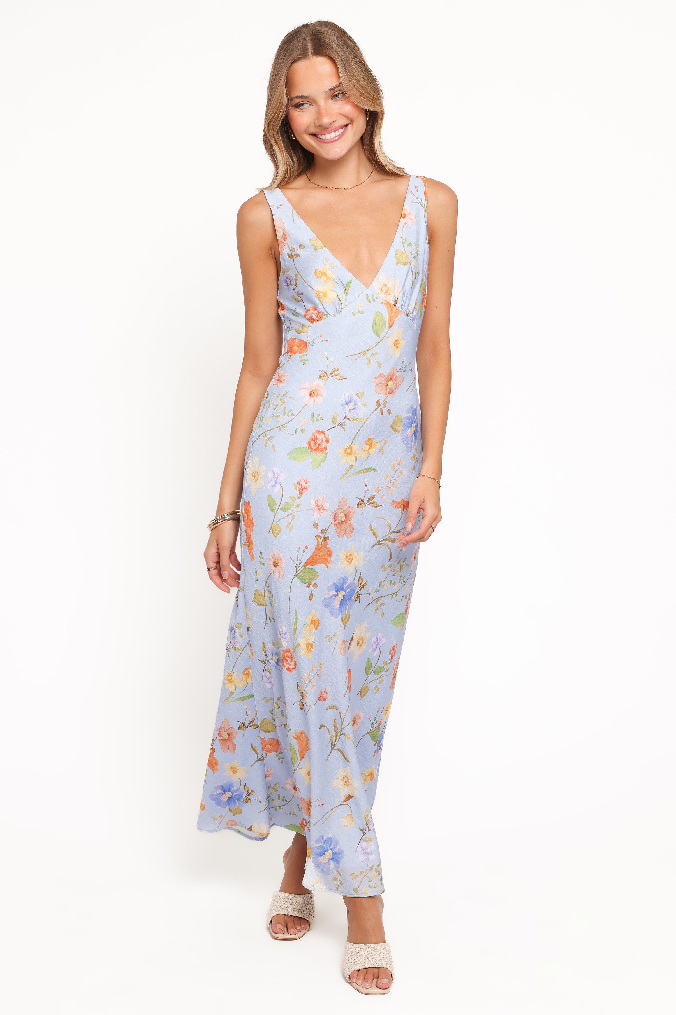 Petal and Pup USA DRESSES Lunaria Maxi Dress - Blue Floral