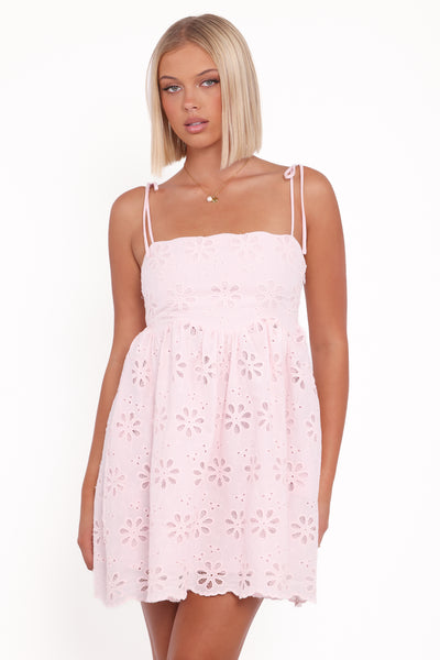 strapless open back dress Landon Mini Dress Pink Floral