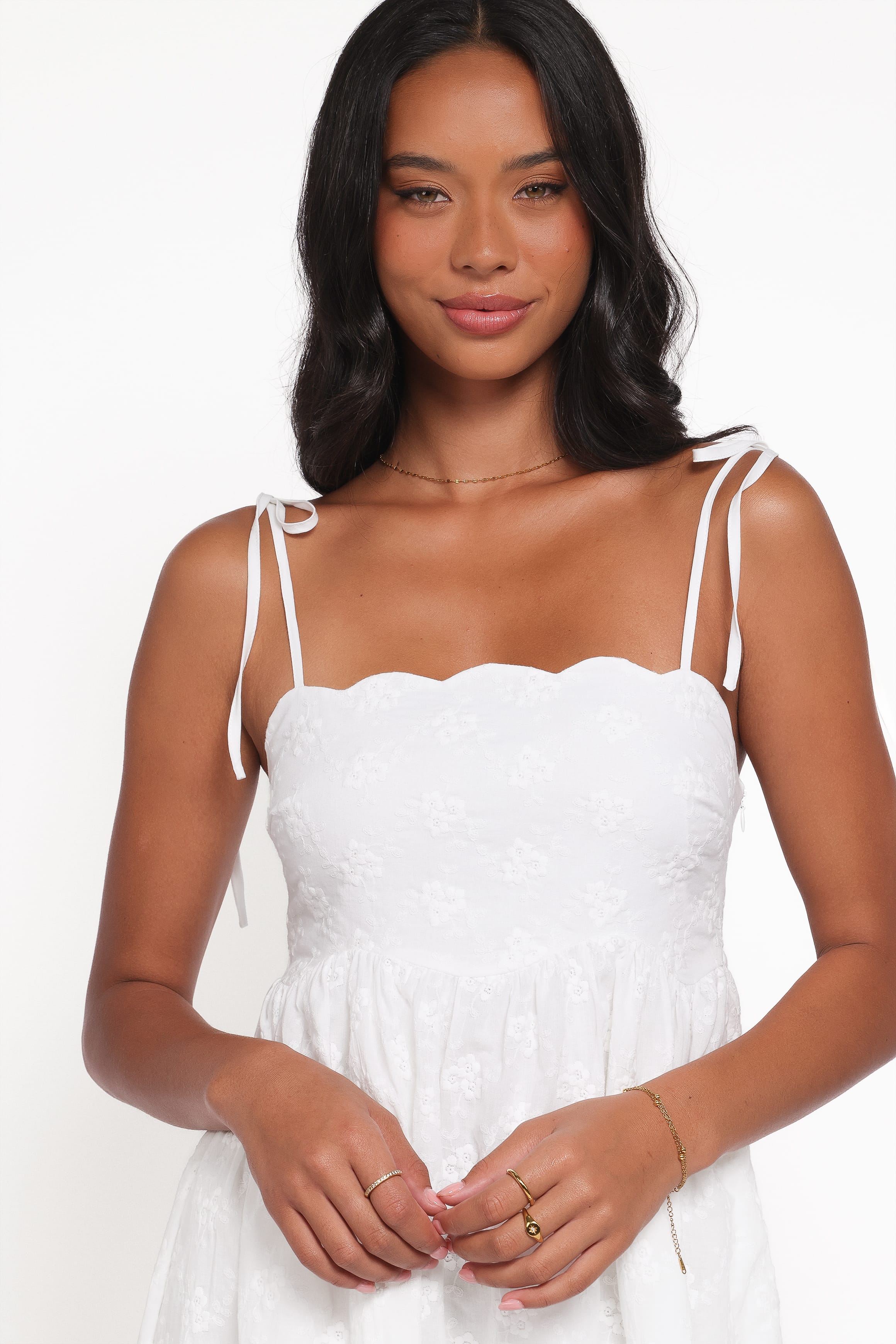 Petal and Pup USA DRESSES Lynne Mini Dress - White Broderie
