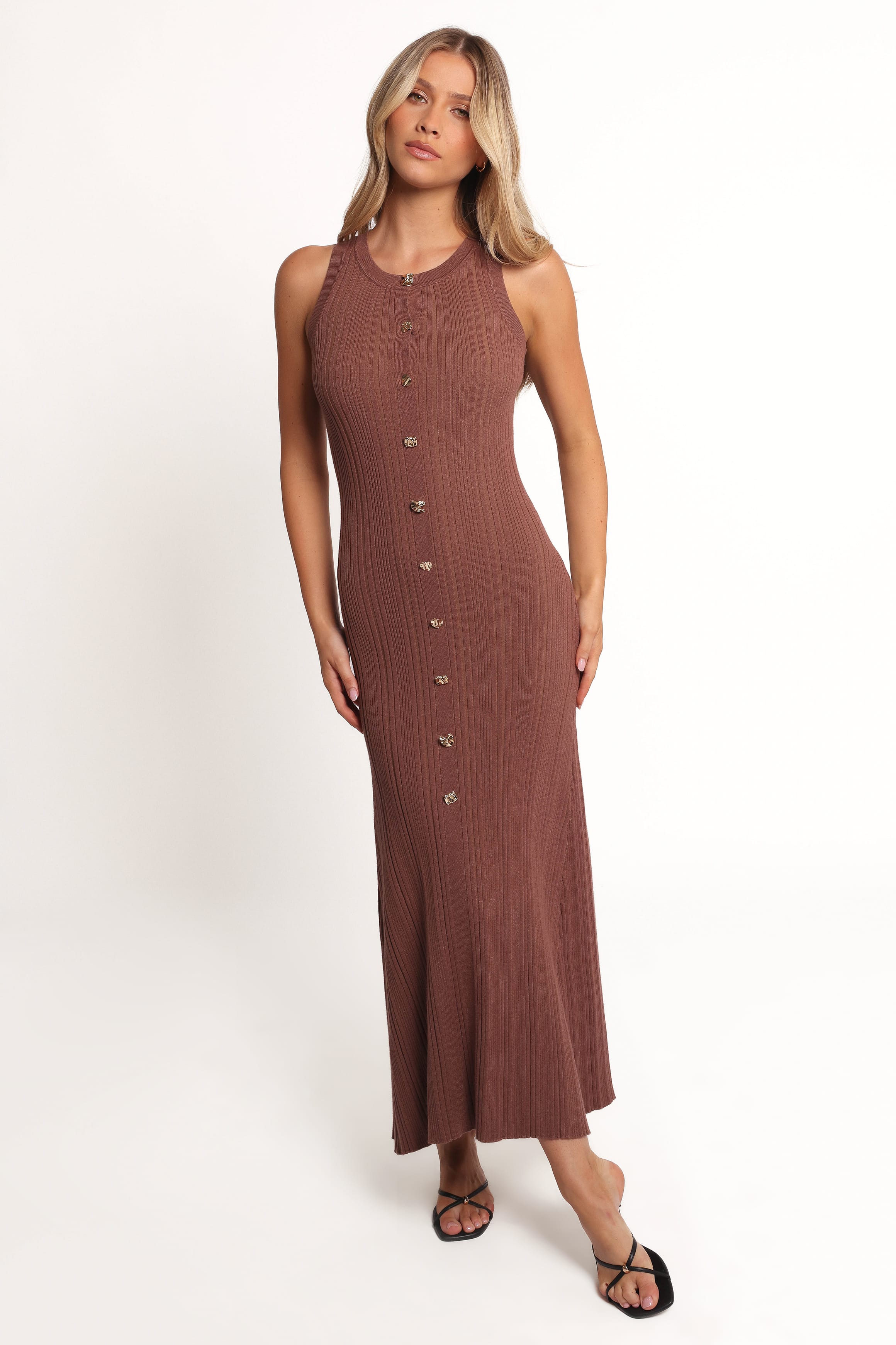 Petal and Pup USA DRESSES Lyon Maxi Knit Dress - Chocolate Brown (Hold for Rack)