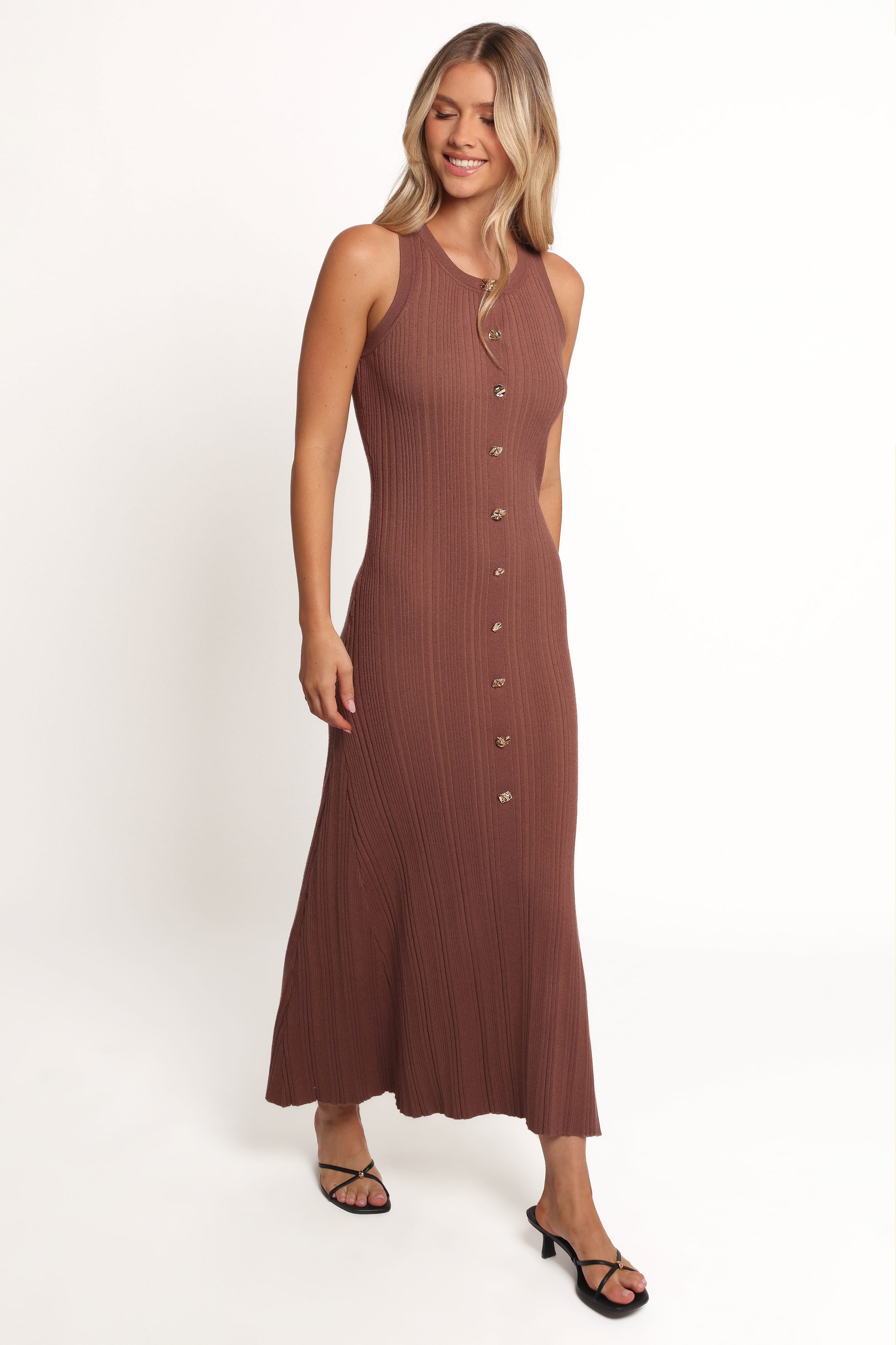 Petal and Pup USA DRESSES Lyon Maxi Knit Dress - Chocolate Brown (Hold for Rack)