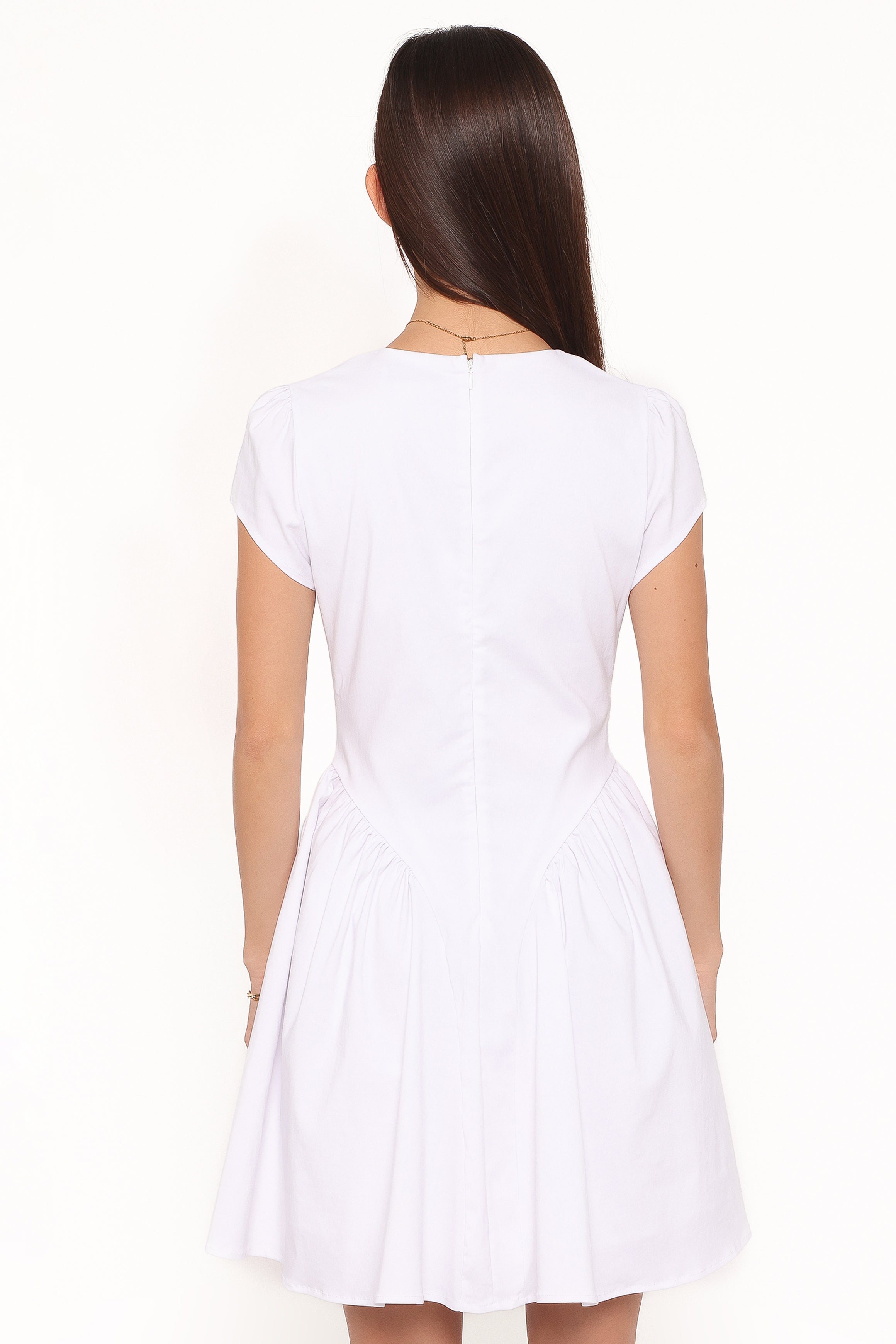 Petal and Pup USA DRESSES Lyssa Bow Front Mini Dress - White
