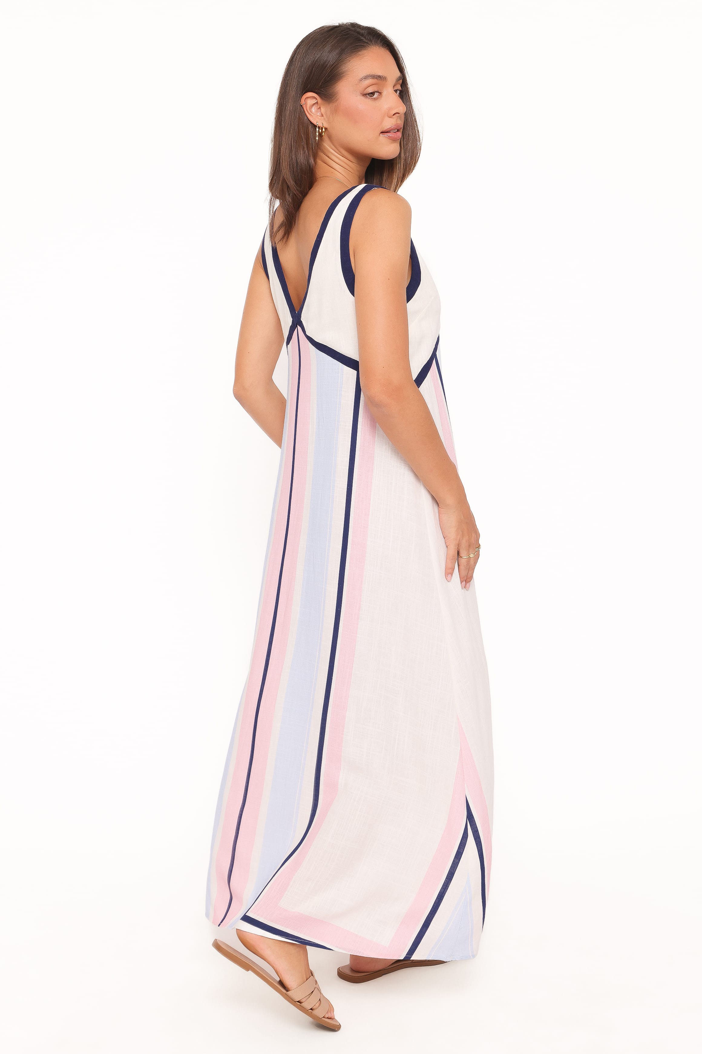 Petal and Pup USA DRESSES Mackay Maxi Dress - Blue/Pink Stripe