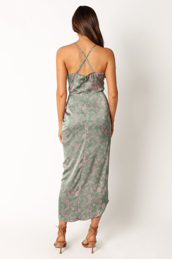 Petal and Pup USA DRESSES Mackenzie Midi Dress - Green Print