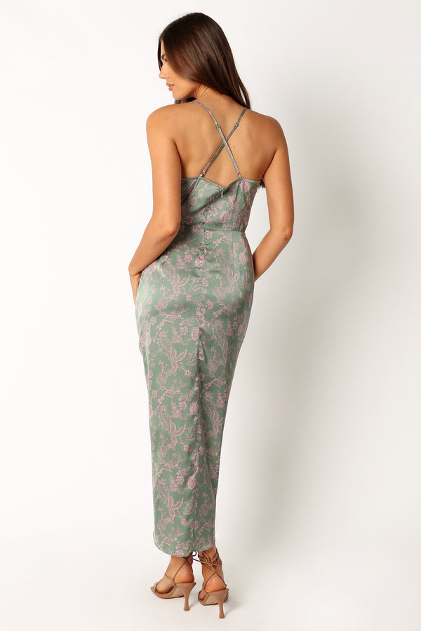 Petal and Pup USA DRESSES Mackenzie Midi Dress - Green Print