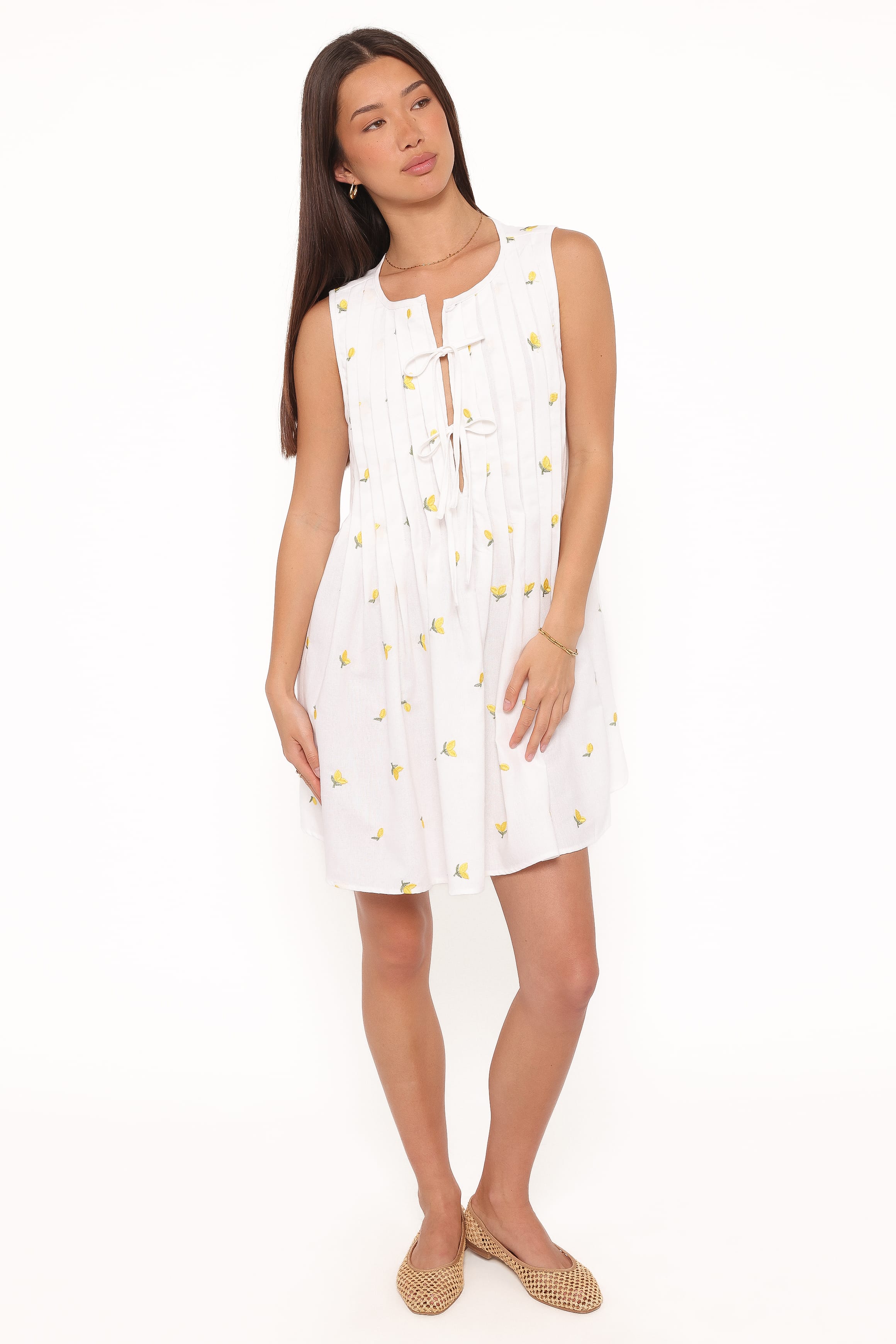 Petal and Pup USA DRESSES Madeline Mini Dress - Embroidered Lemons