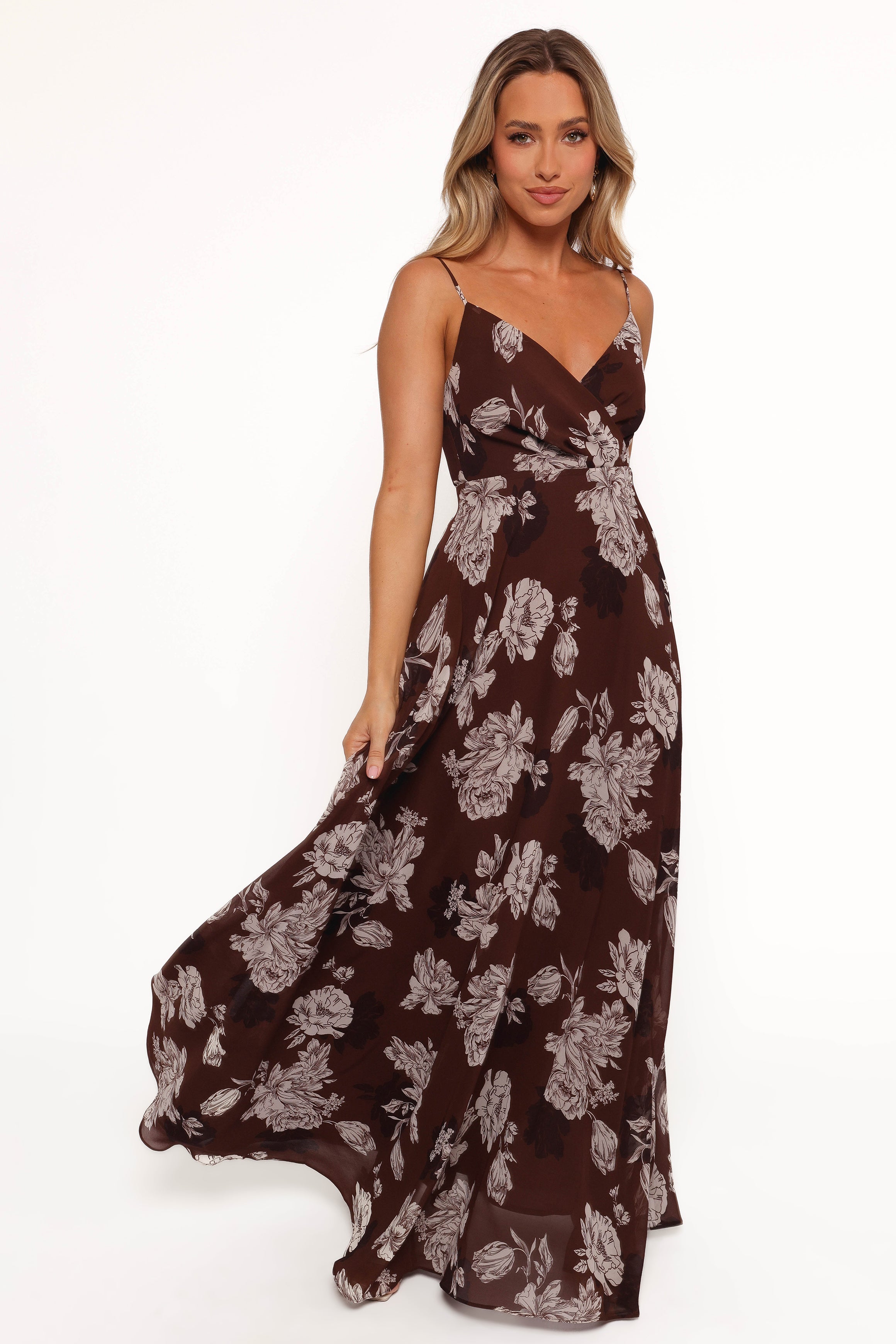 Petal and Pup USA DRESSES Madilyn Maxi Dress - Brown Floral