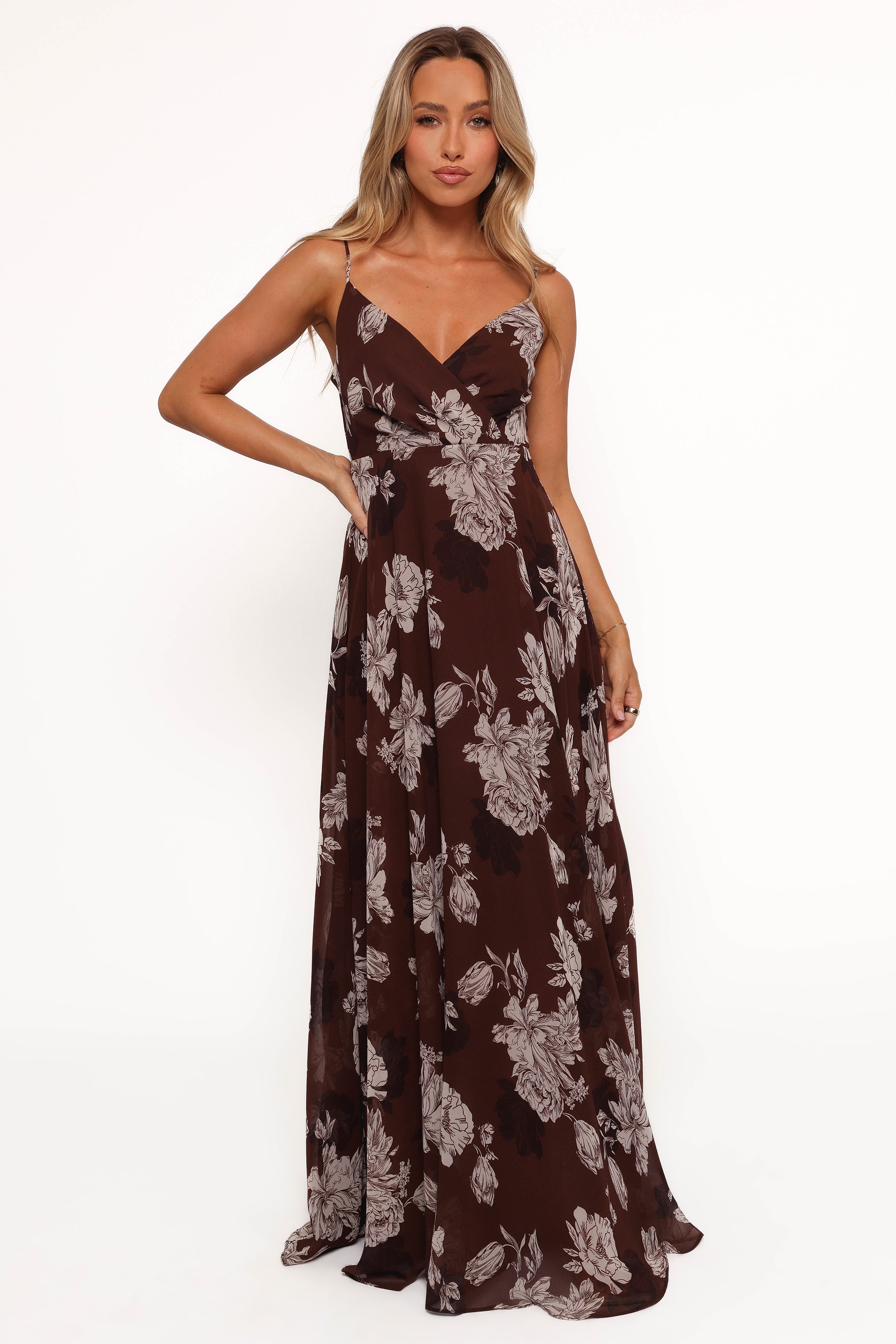 Petal and Pup USA DRESSES Madilyn Maxi Dress - Brown Floral