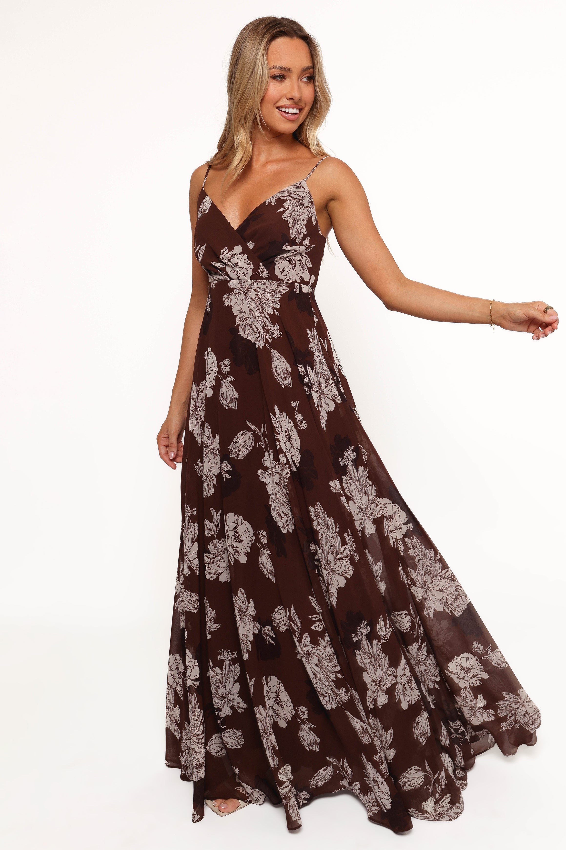Petal and Pup USA DRESSES Madilyn Maxi Dress - Brown Floral