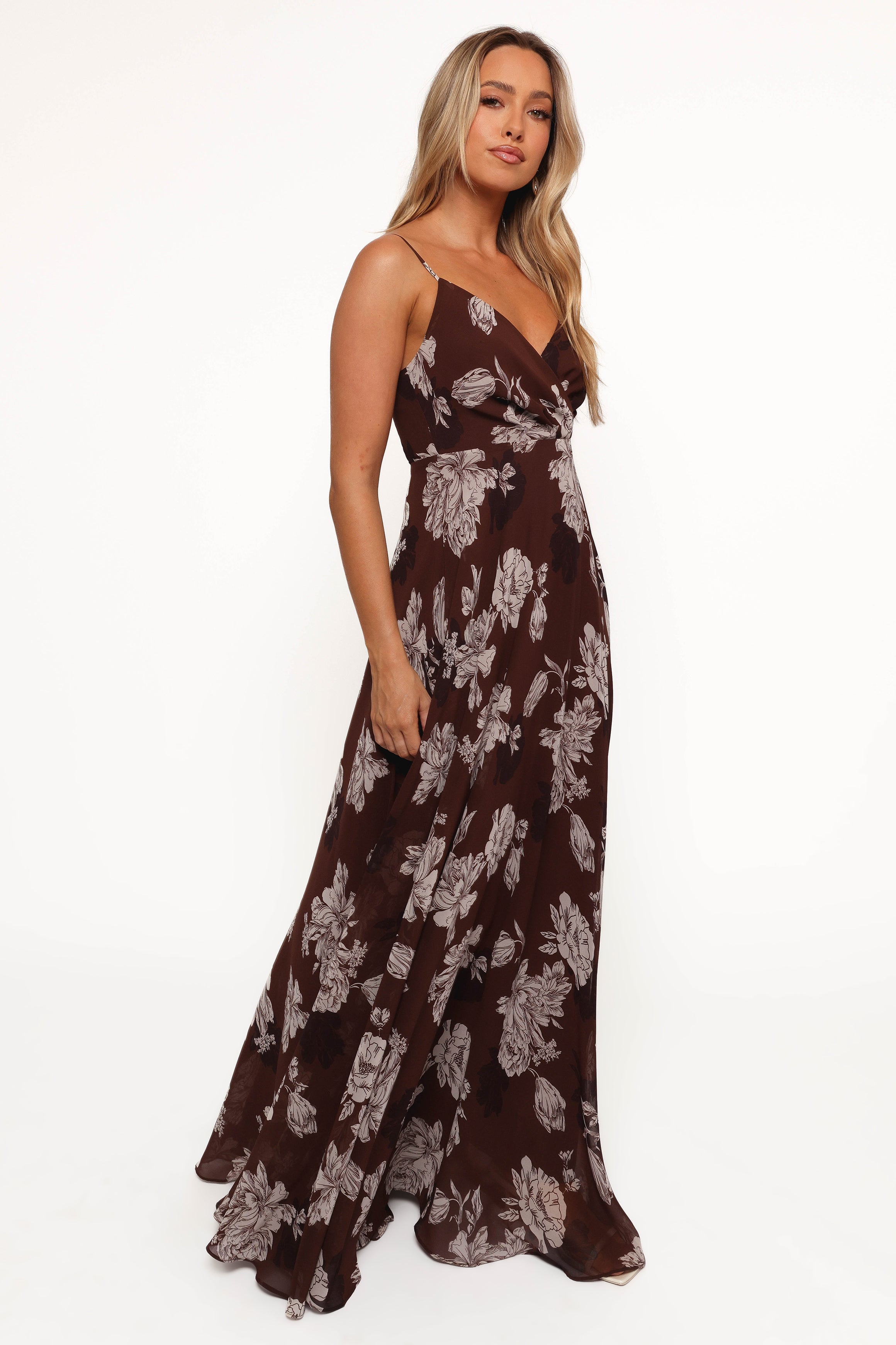 Petal and Pup USA DRESSES Madilyn Maxi Dress - Brown Floral