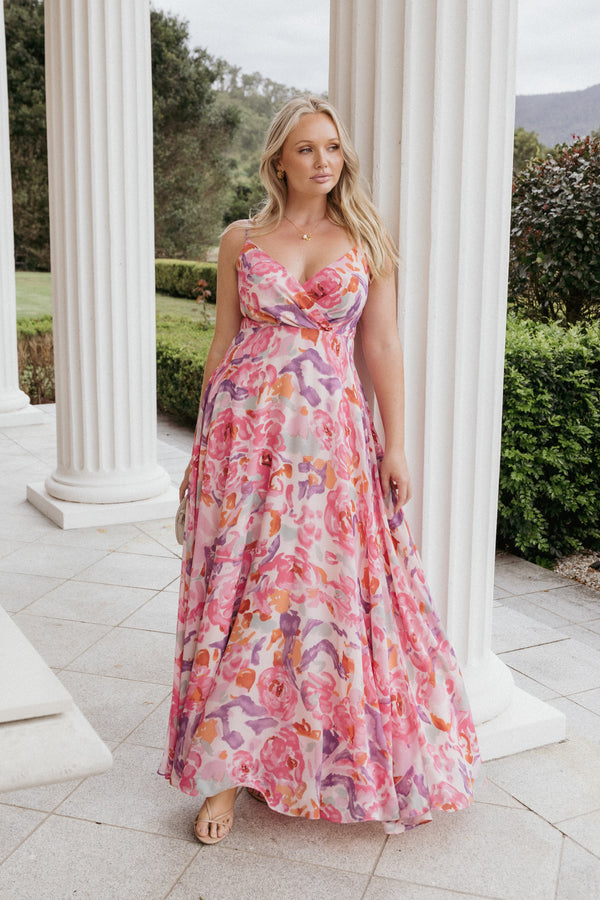 petal and pup midi dresses Floret Dress Pink The embroidered flower details add a touch of sophistication Mirabel Midi Dress - Multi