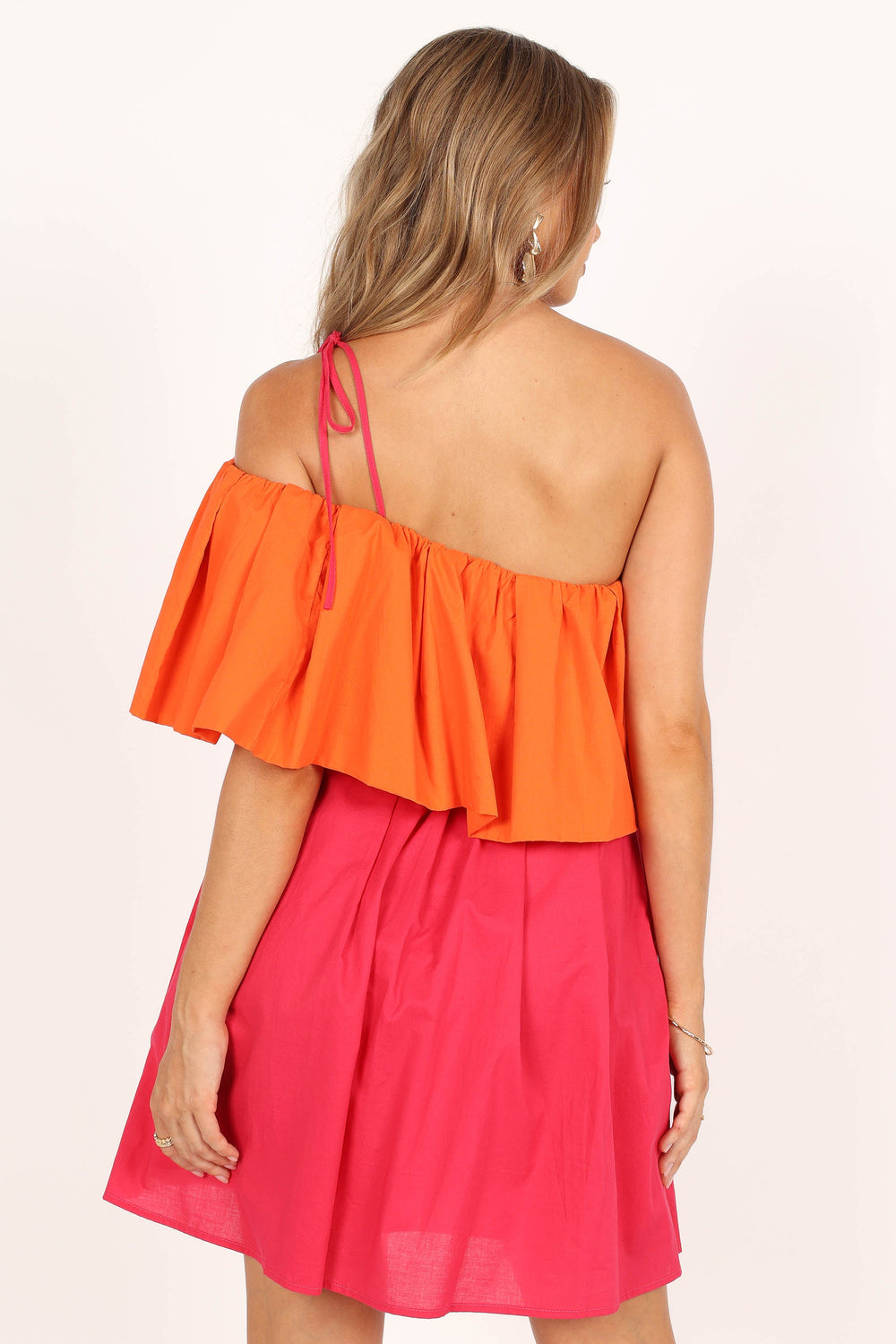 Maeva One Shoulder Mini & Petal - USA Dress Pup Pink/Orange 