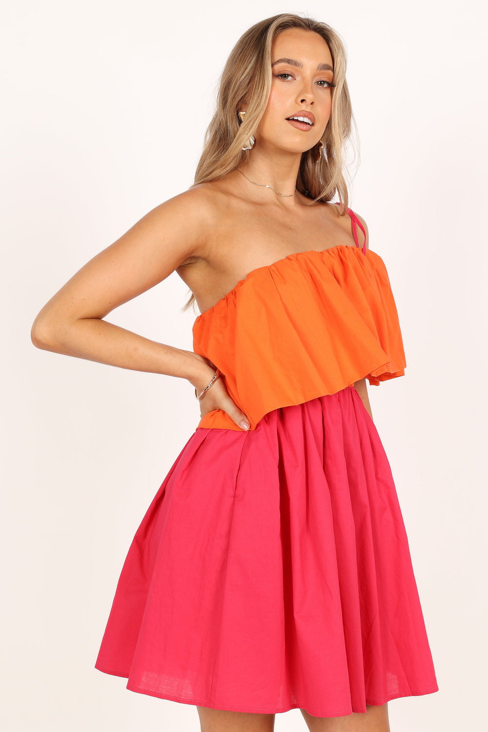 Maeva One Pink/Orange Mini USA Pup - & Shoulder Petal Dress 