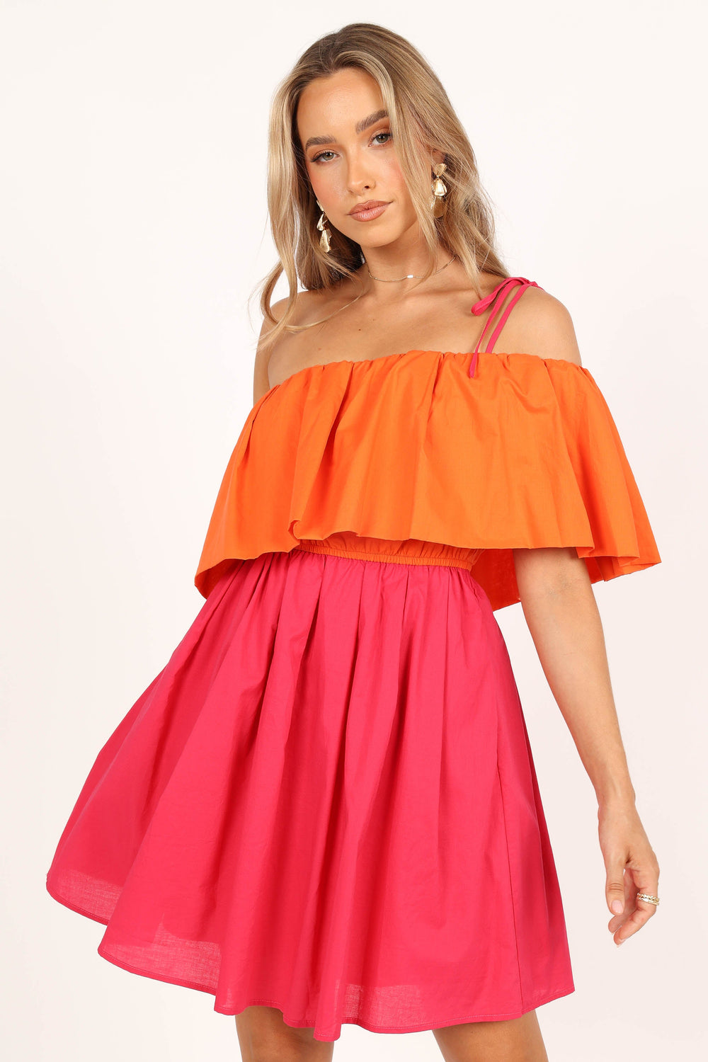 Maeva One Shoulder Mini Petal Pink/Orange USA - Dress Pup & 