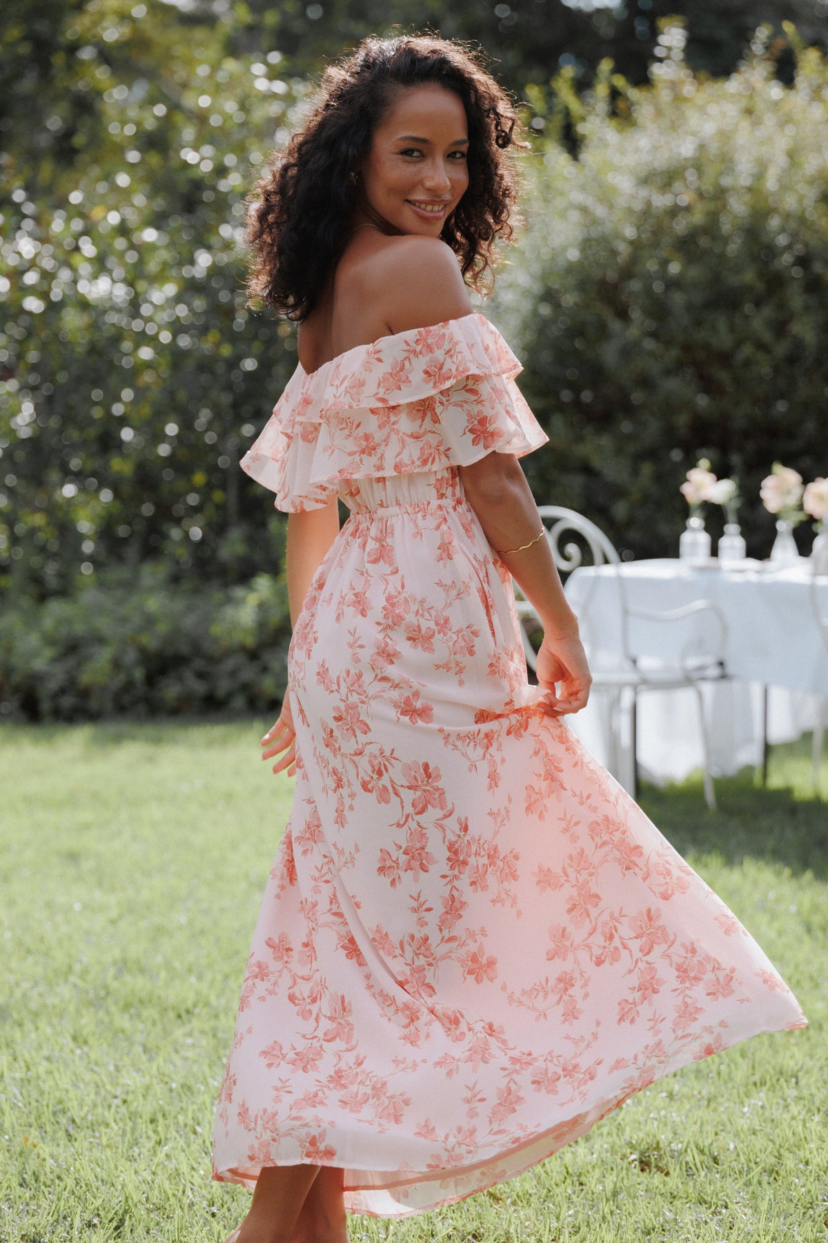pink floral satin maxi dress Abercrombie & Fitch satin strapless maxi dress in pink floral