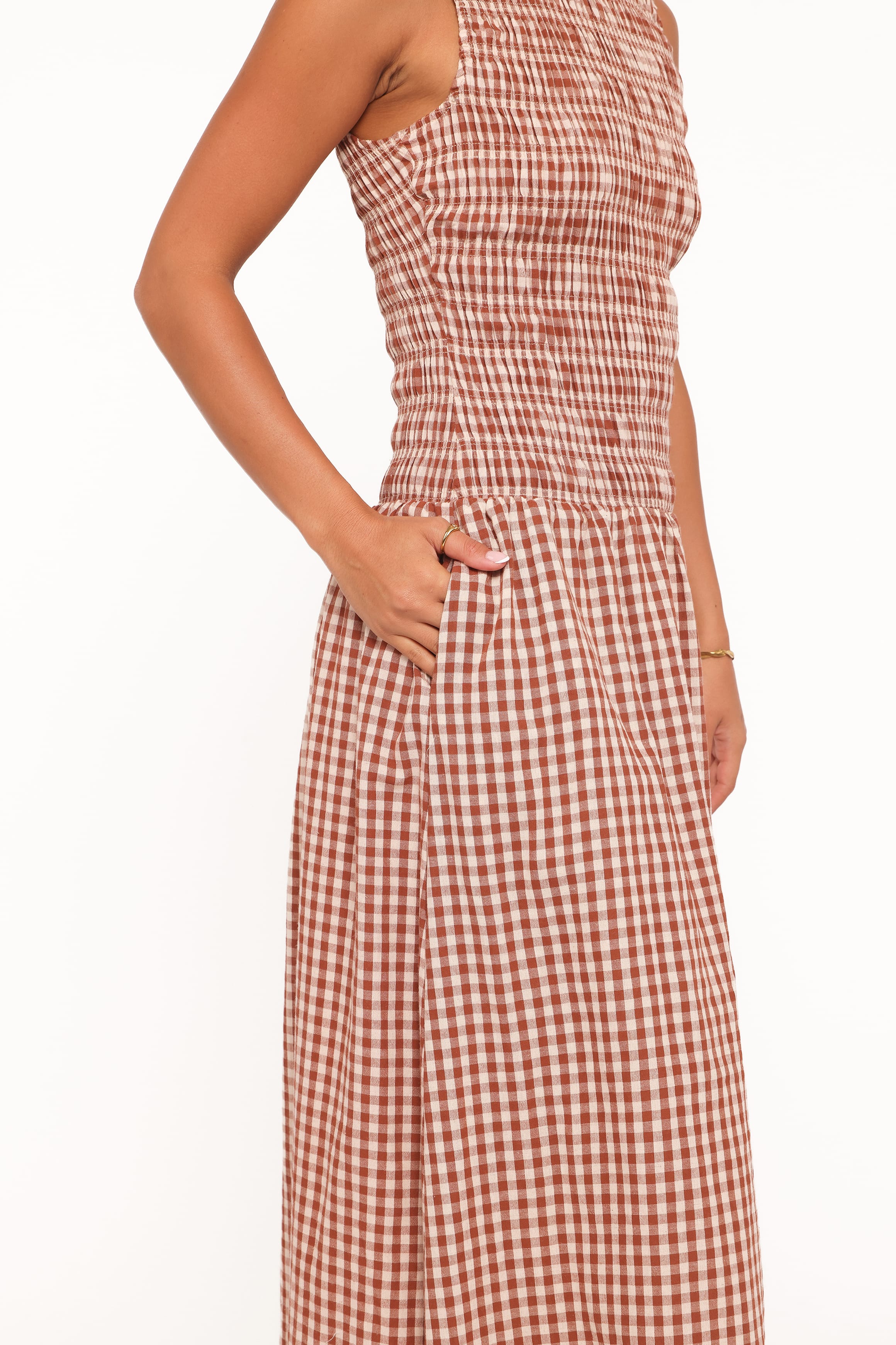 Petal and Pup USA DRESSES Maleny Maxi Dress - Brown Gingham