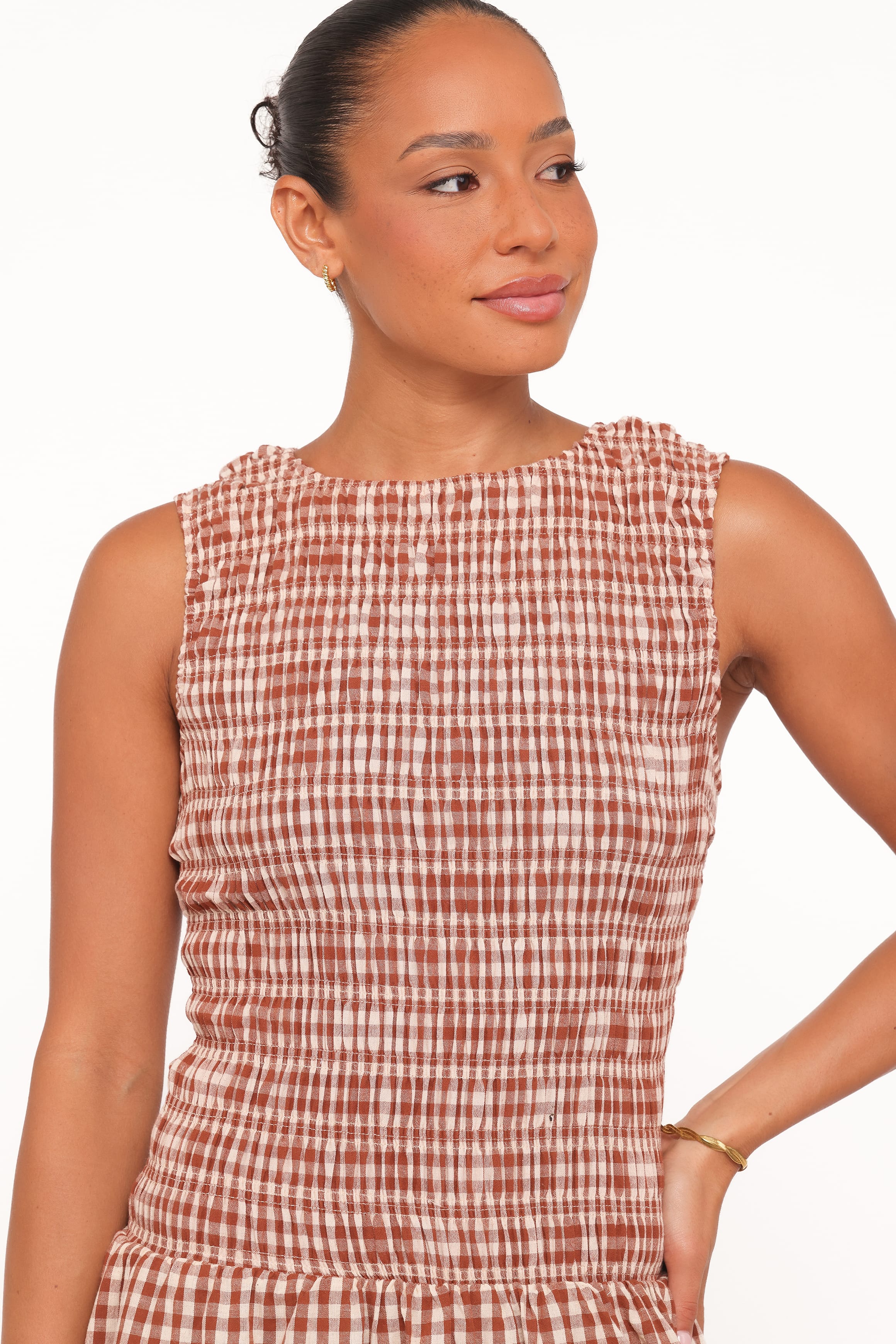 Petal and Pup USA DRESSES Maleny Maxi Dress - Brown Gingham
