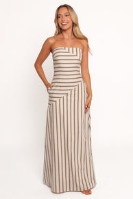 Petal and Pup USA DRESSES Maliah Maxi Dress - Vory Stripe