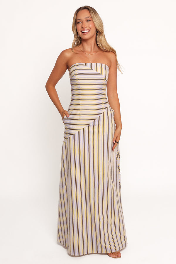 Petal and Pup USA DRESSES Maliah Maxi Dress - Vory Stripe