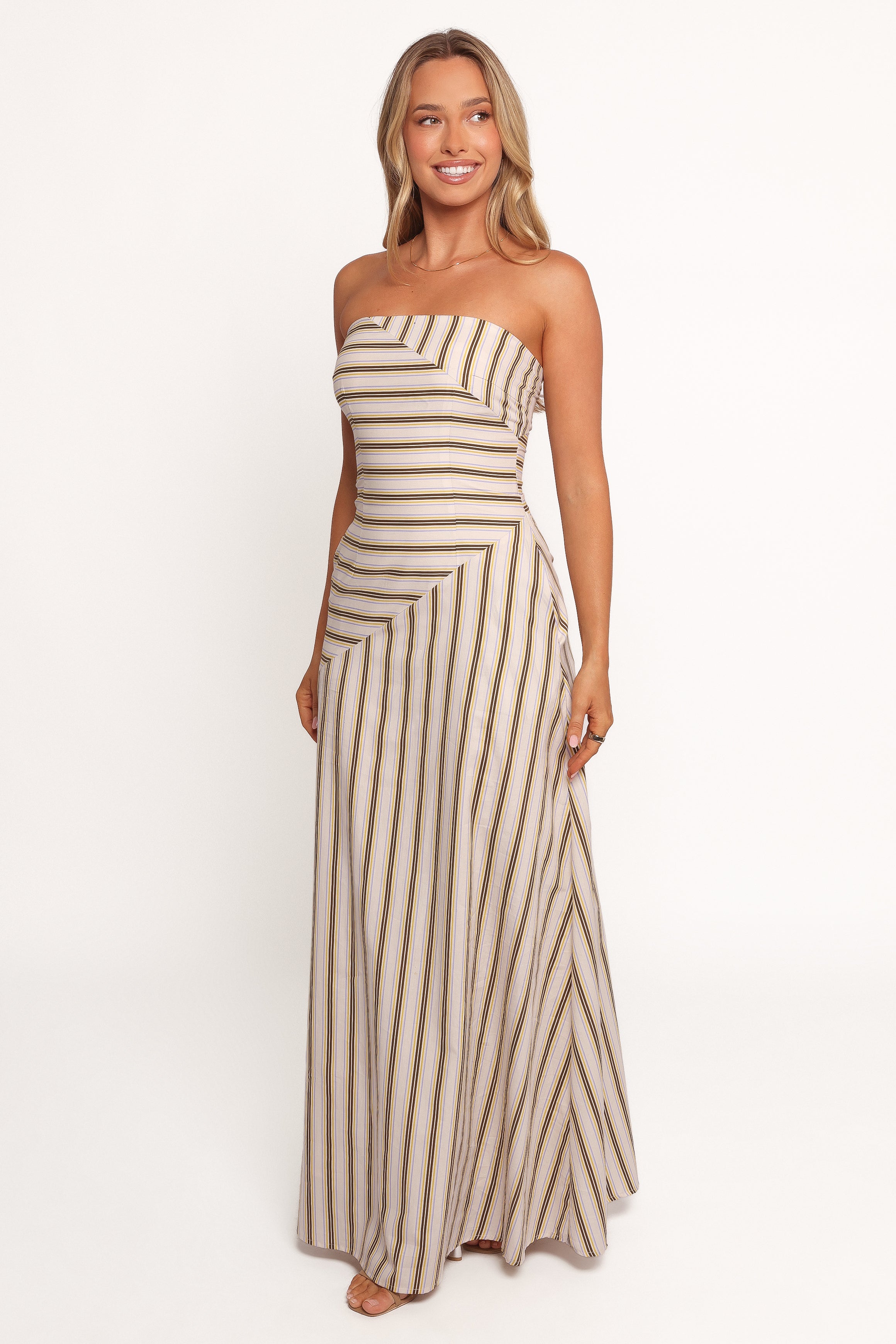 Petal and Pup USA DRESSES Maliah Maxi Dress - Vory Stripe