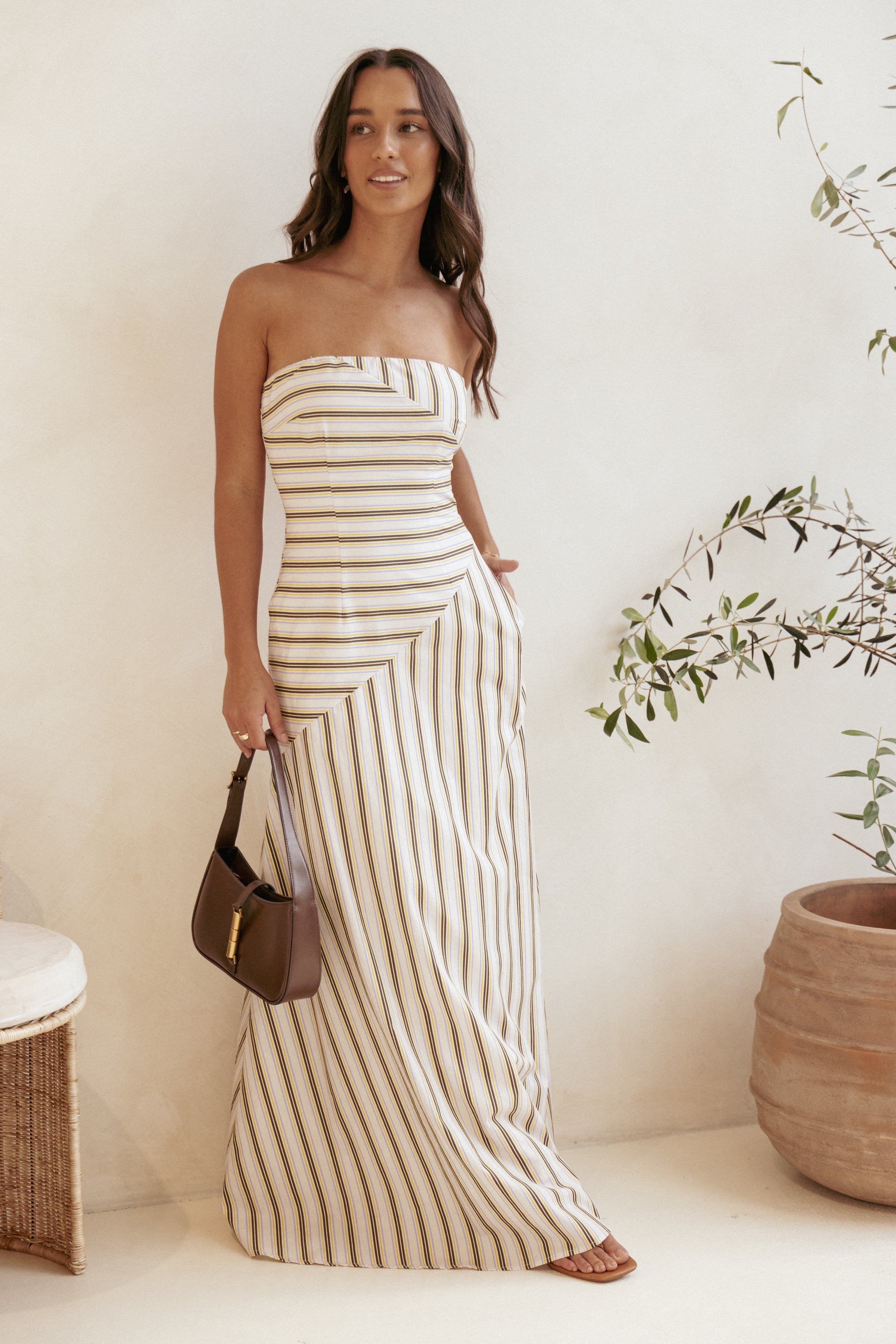 Petal and Pup USA DRESSES Maliah Maxi Dress - Vory Stripe