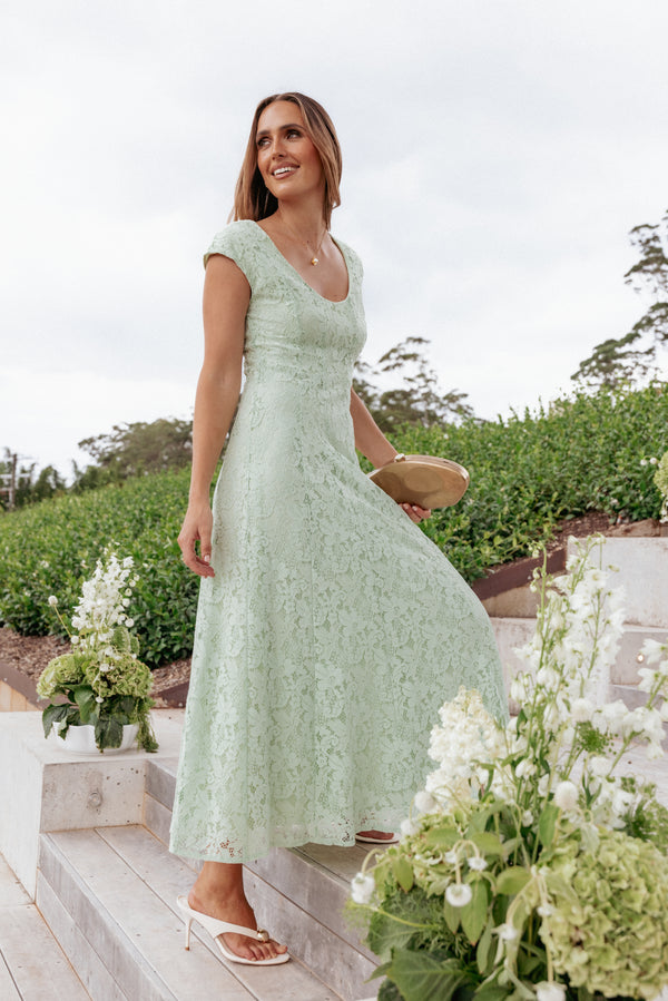 Petal and Pup USA DRESSES Mapleton Maxi Dress - Sage Green Lace