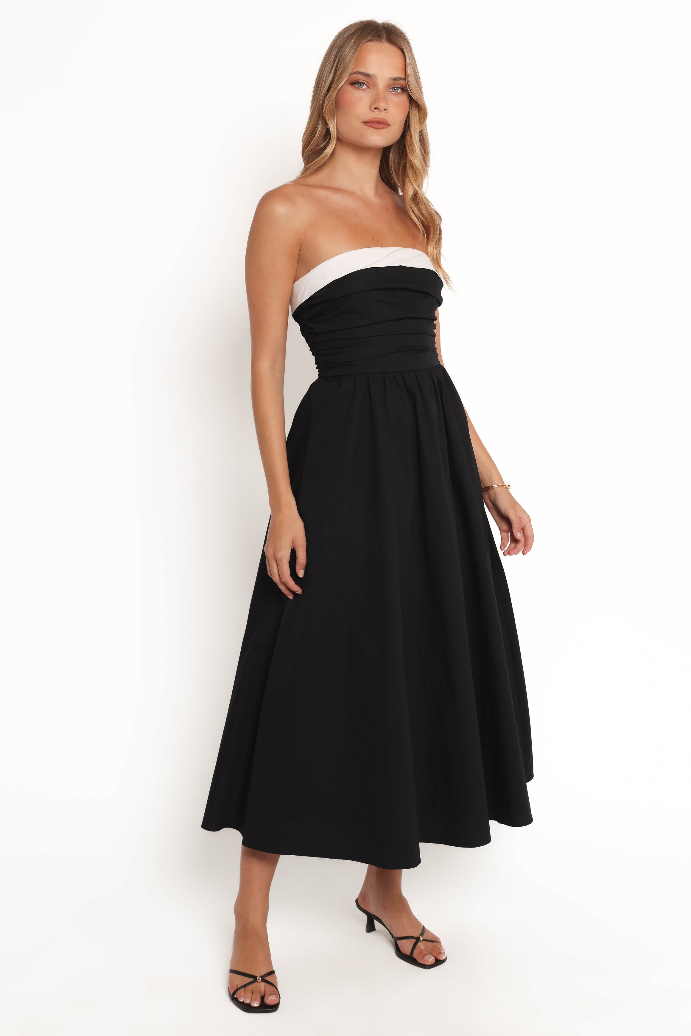 Petal and Pup USA DRESSES Marais Strapless Midi Dress - Black