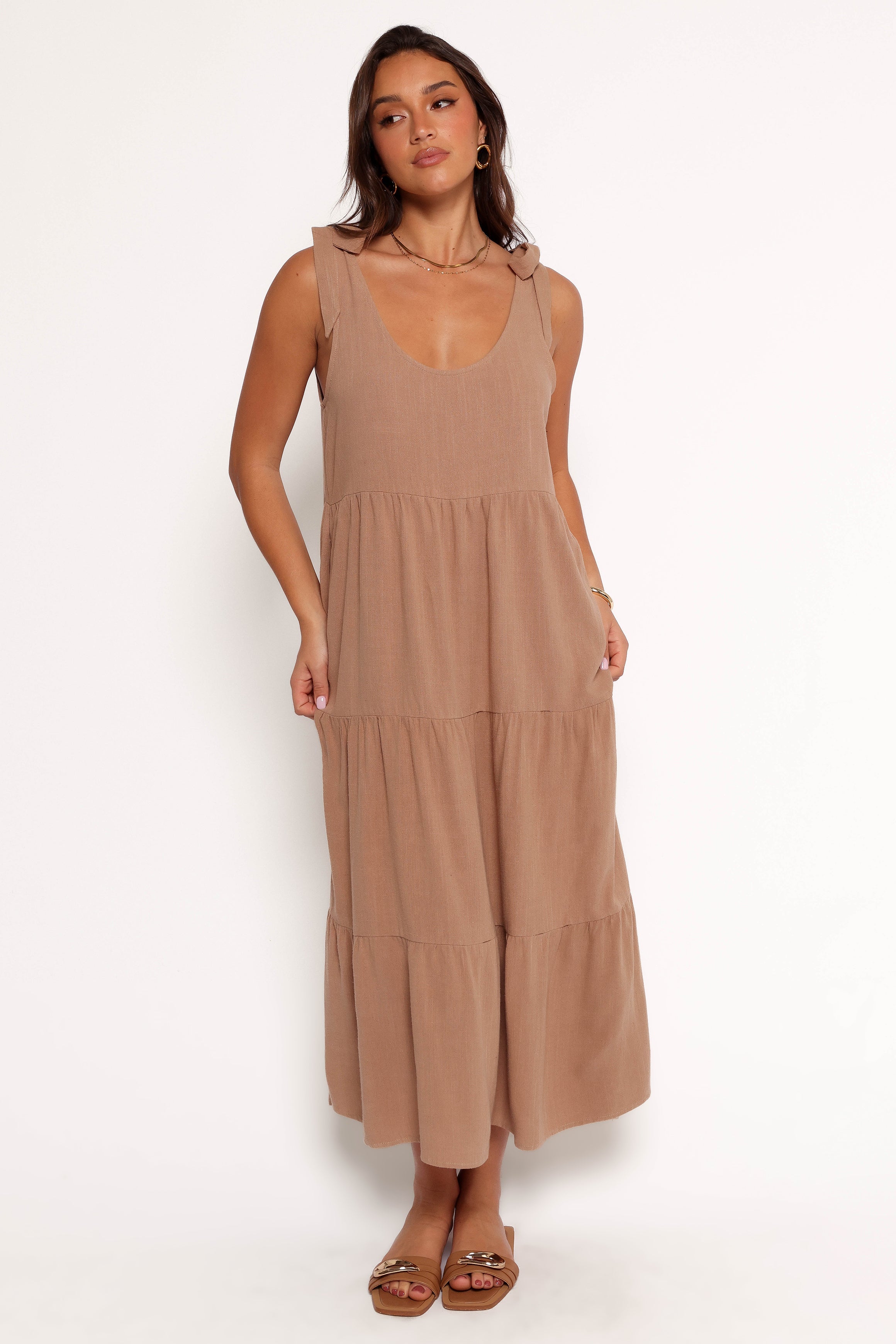 Petal and Pup USA DRESSES Marcy Midi Dress - Mocha