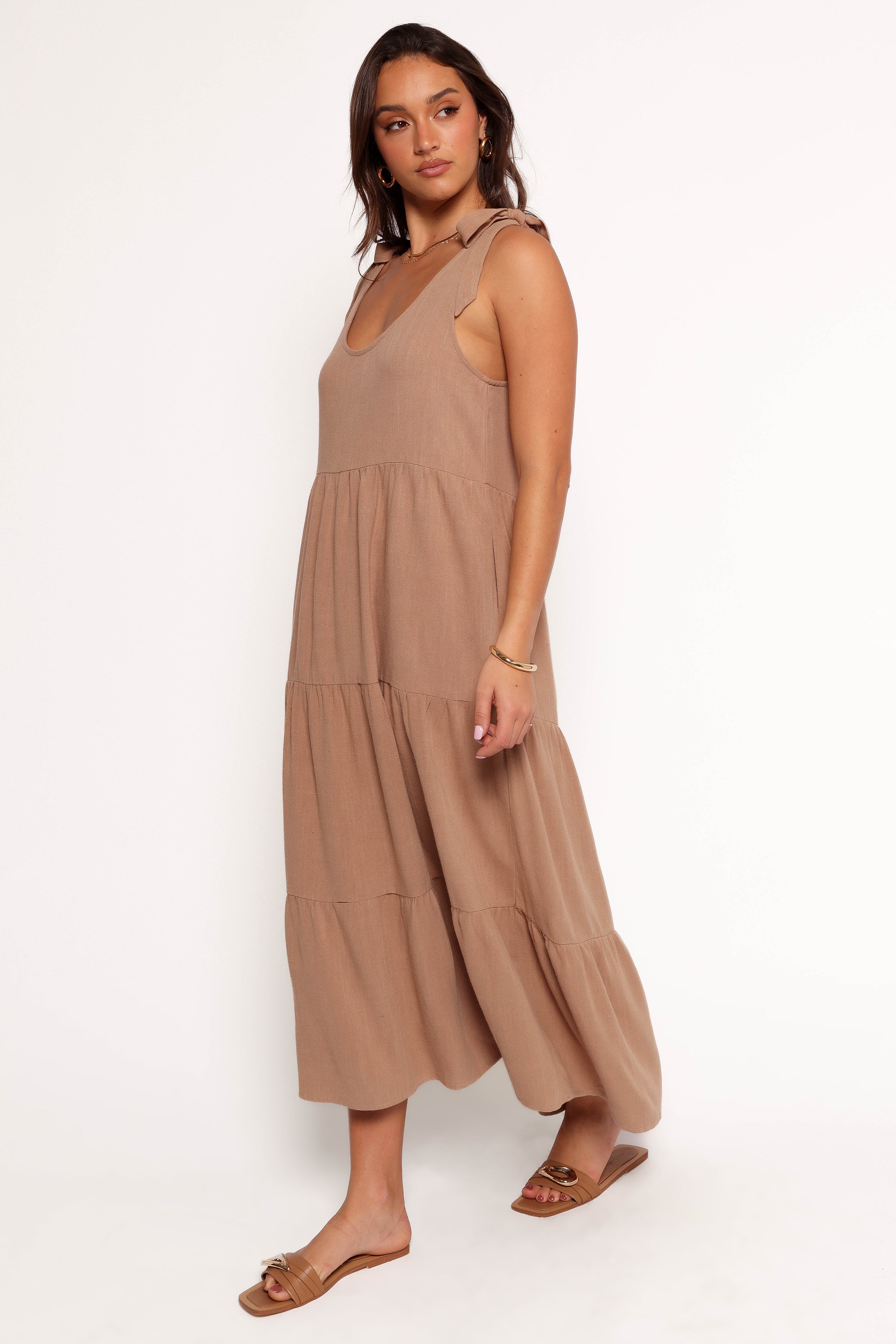 Petal and Pup USA DRESSES Marcy Midi Dress - Mocha