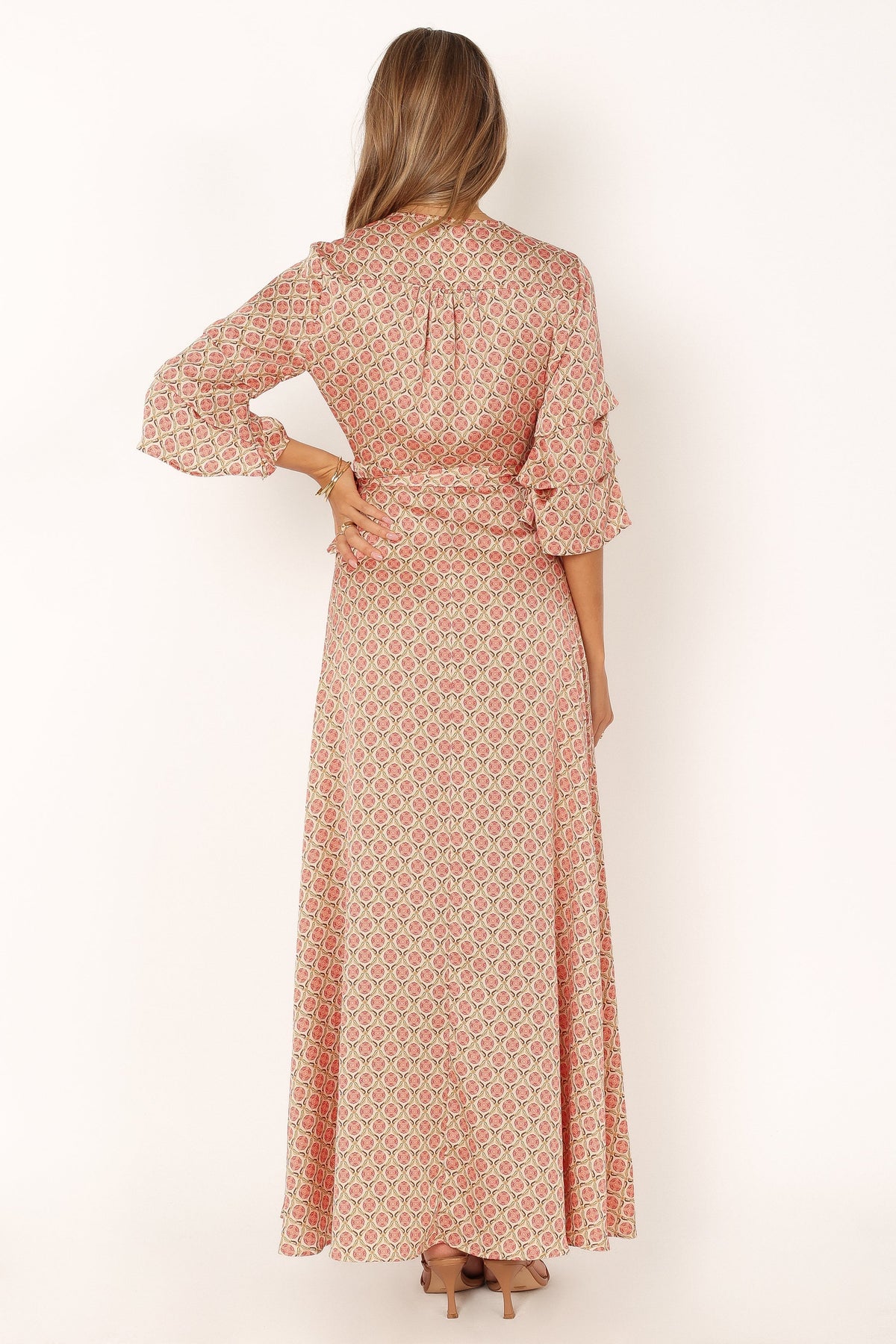 open lace back dress Margot Wrap Maxi Dress - Orange Print