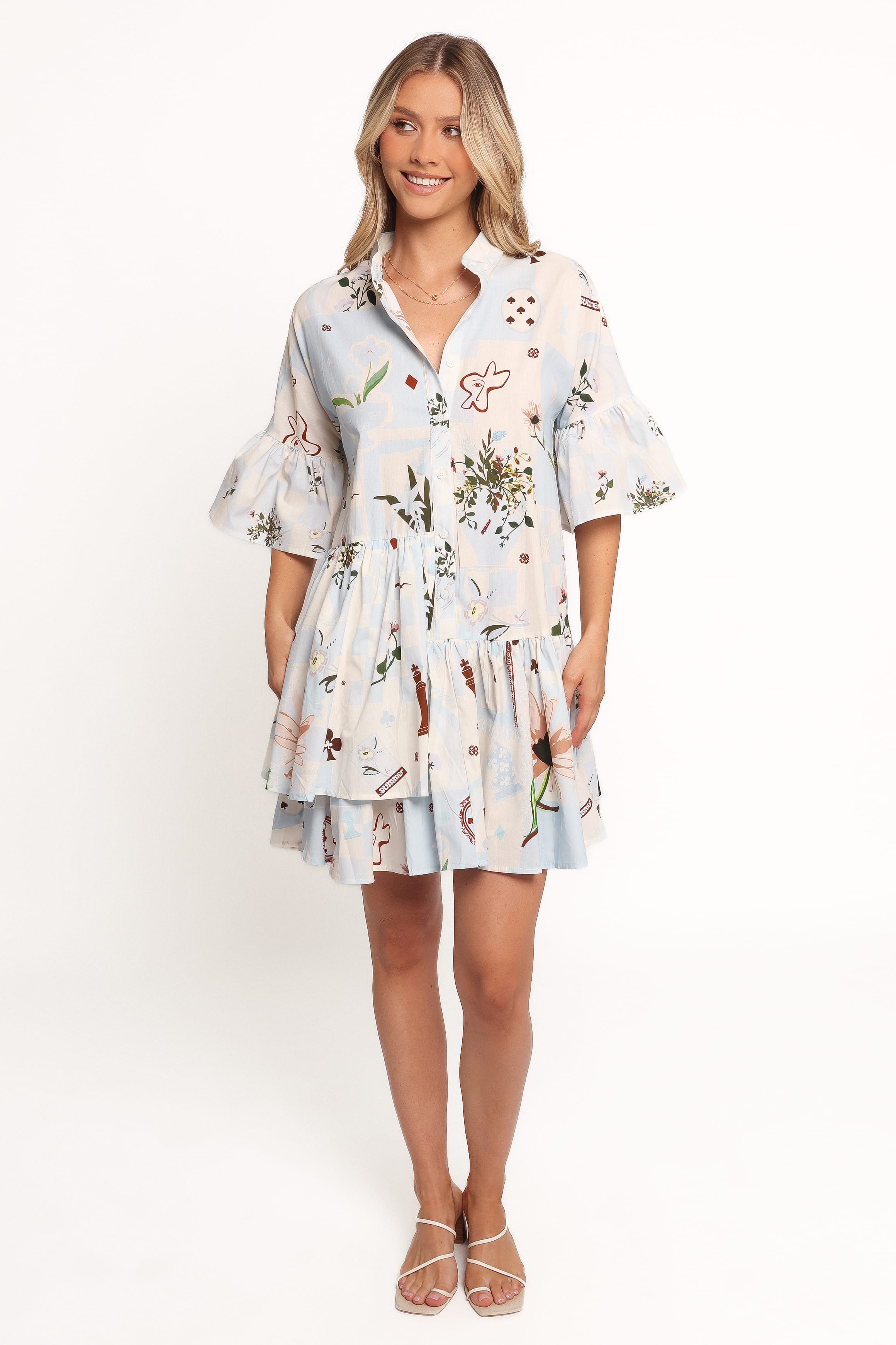 Petal and Pup USA DRESSES Marguerite Mini Dress - Blue Floral (Hold for Rack)