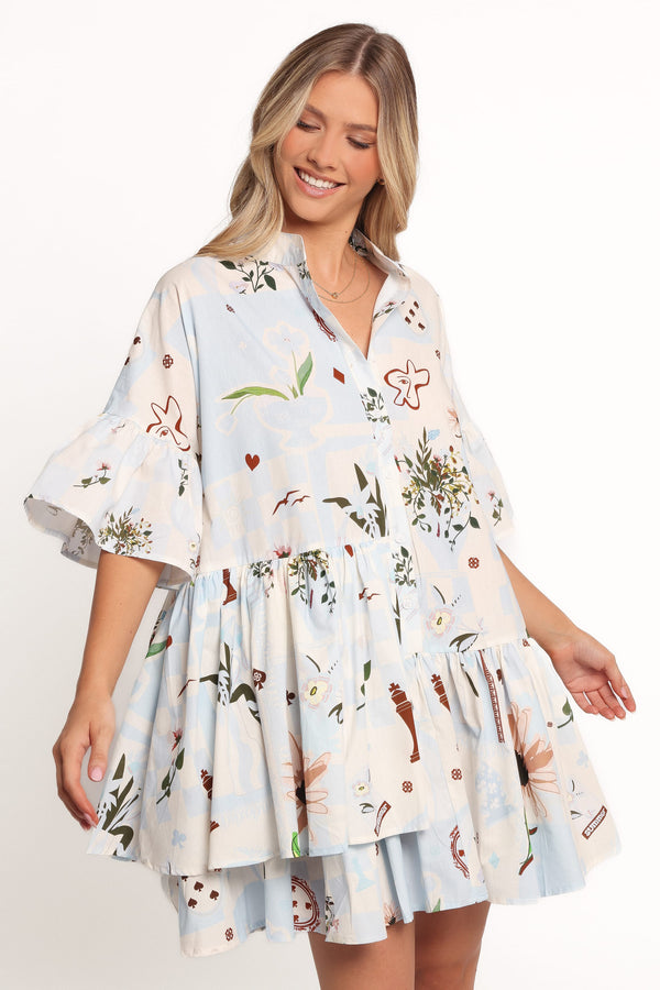 Petal and Pup USA DRESSES Marguerite Mini Dress - Blue Floral (Hold for Rack)