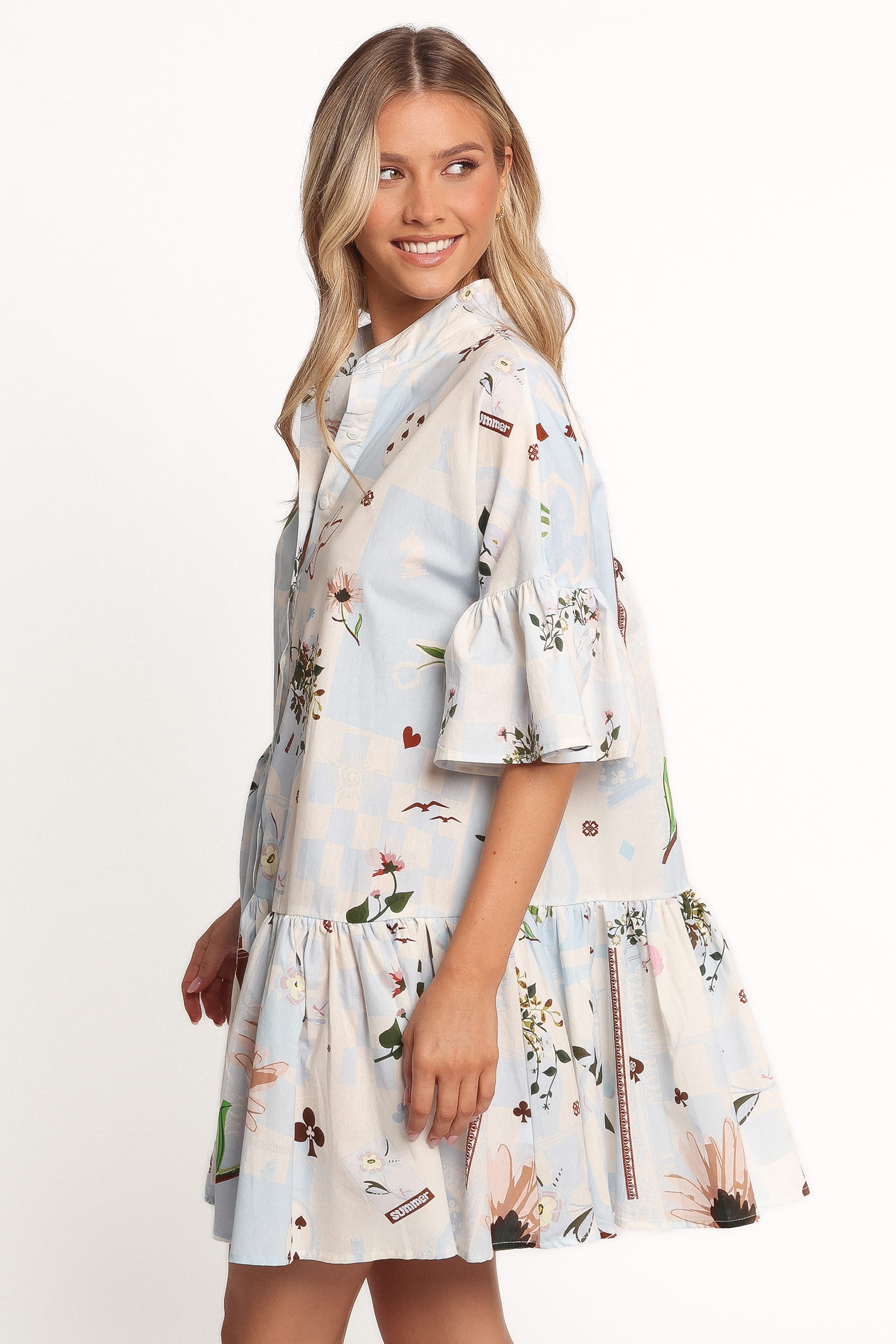 Petal and Pup USA DRESSES Marguerite Mini Dress - Blue Floral (Hold for Rack)