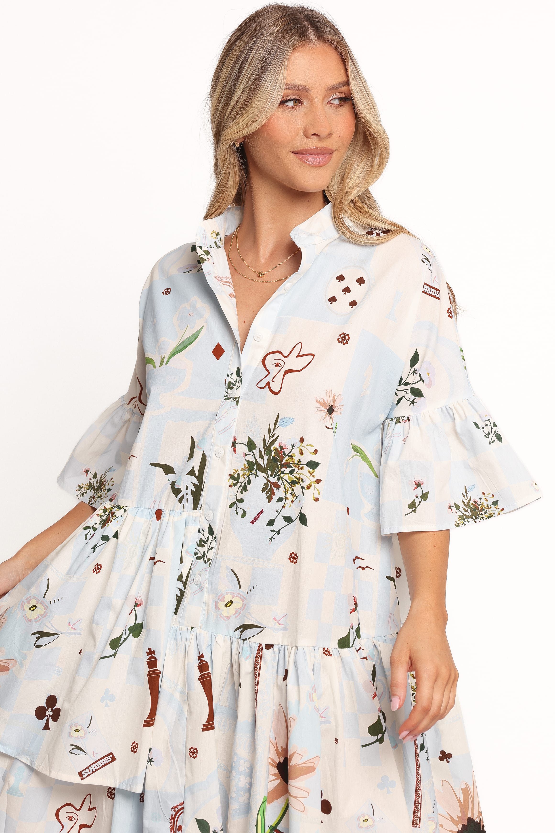 Petal and Pup USA DRESSES Marguerite Mini Dress - Blue Floral (Hold for Rack)