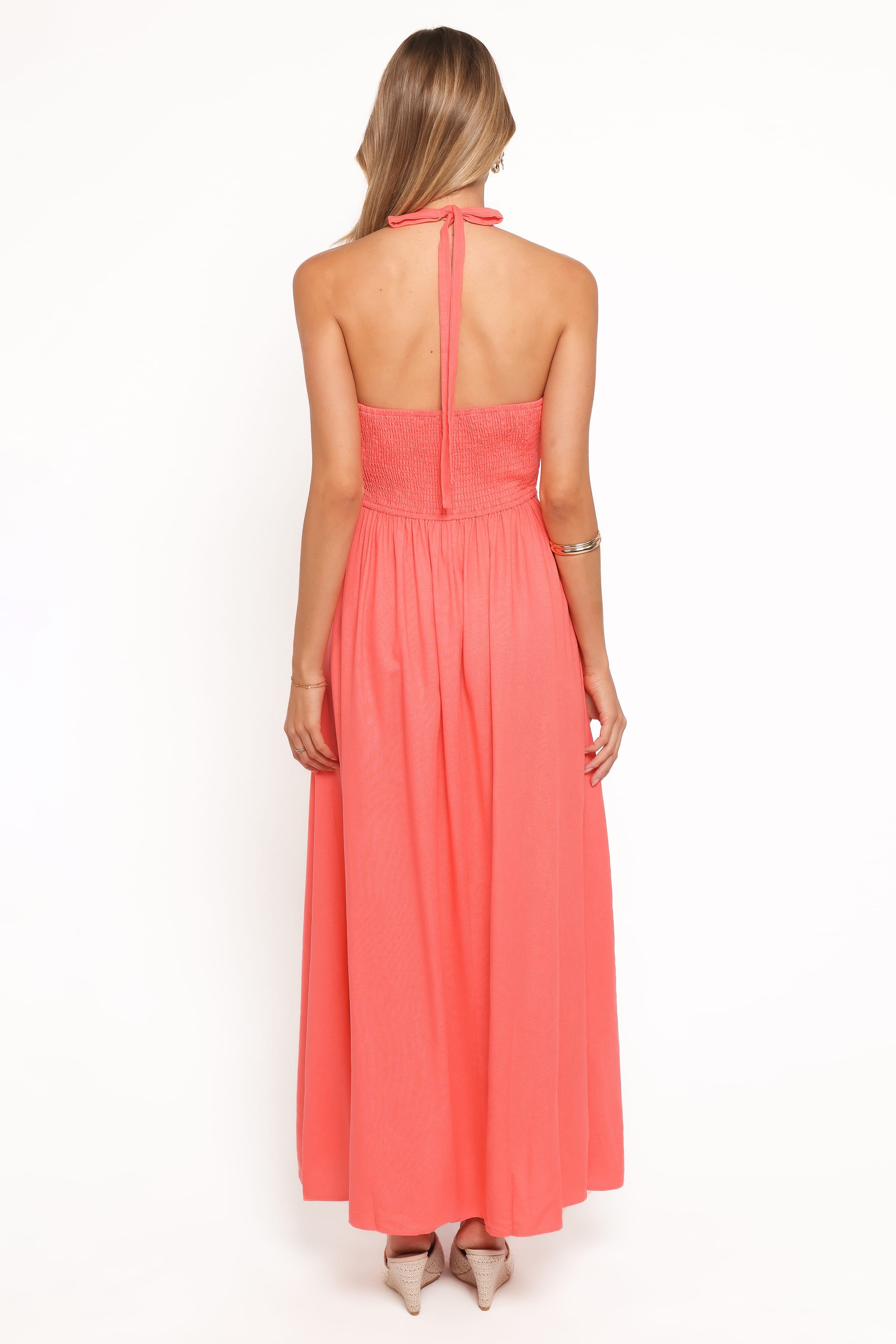 Petal and Pup USA DRESSES Marie Halterneck Maxi Dress - Coral