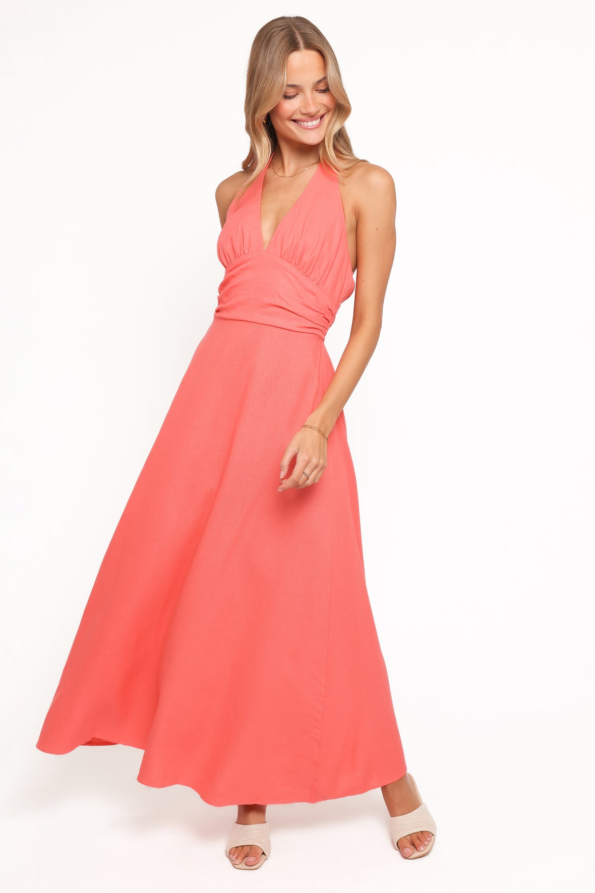 Marie Halterneck Maxi Dress - Coral, XXS, Petal & Pup Marie Halterneck Maxi Dress - Coral, XXS, Petal & Pup