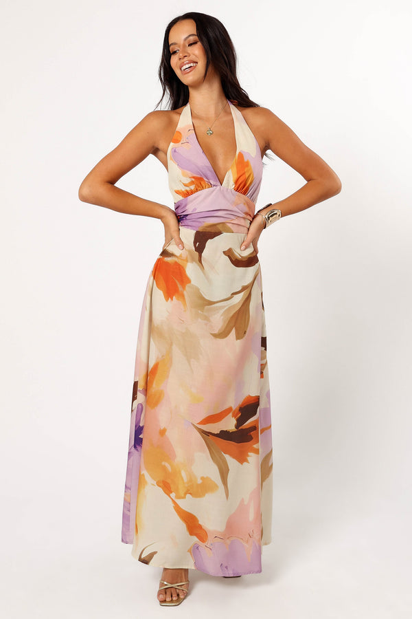 Petal and Pup USA DRESSES Marie Halterneck Maxi Dress - Multi