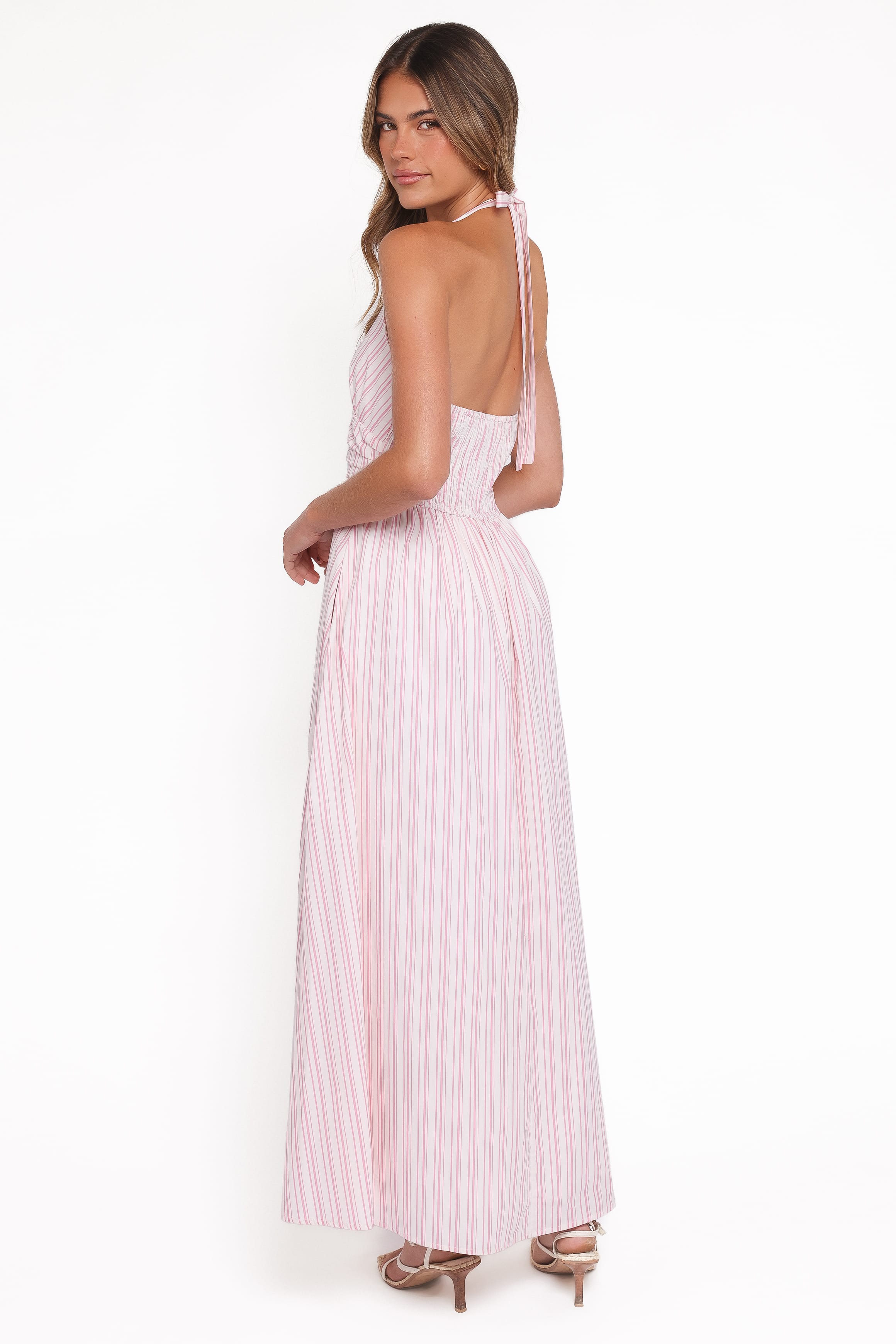Marie Halterneck Maxi Dress - Pink Stripe | Petal & Pup USA
