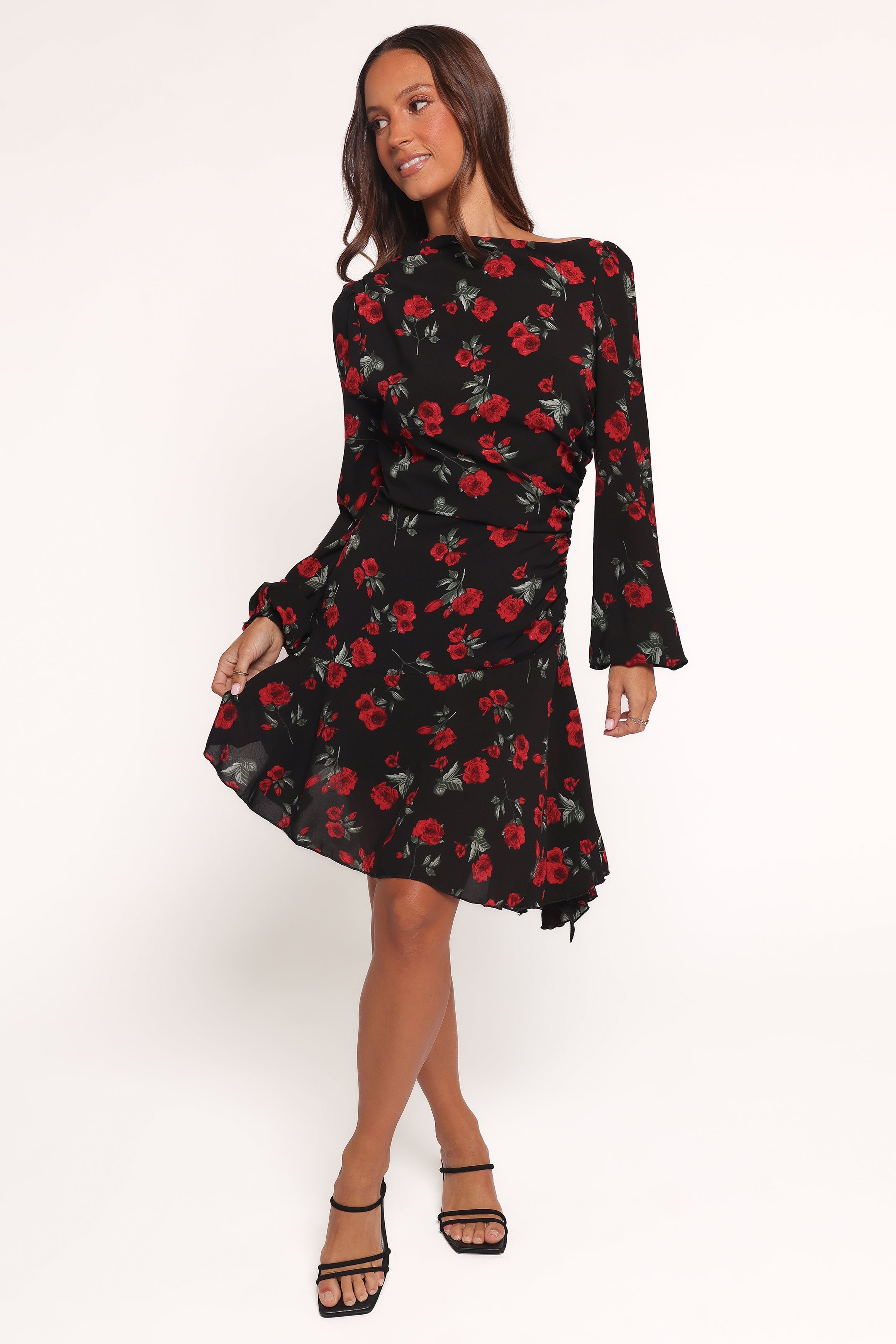 Petal and Pup USA DRESSES Mariska Long Sleeve Mini Dress - Rose Print